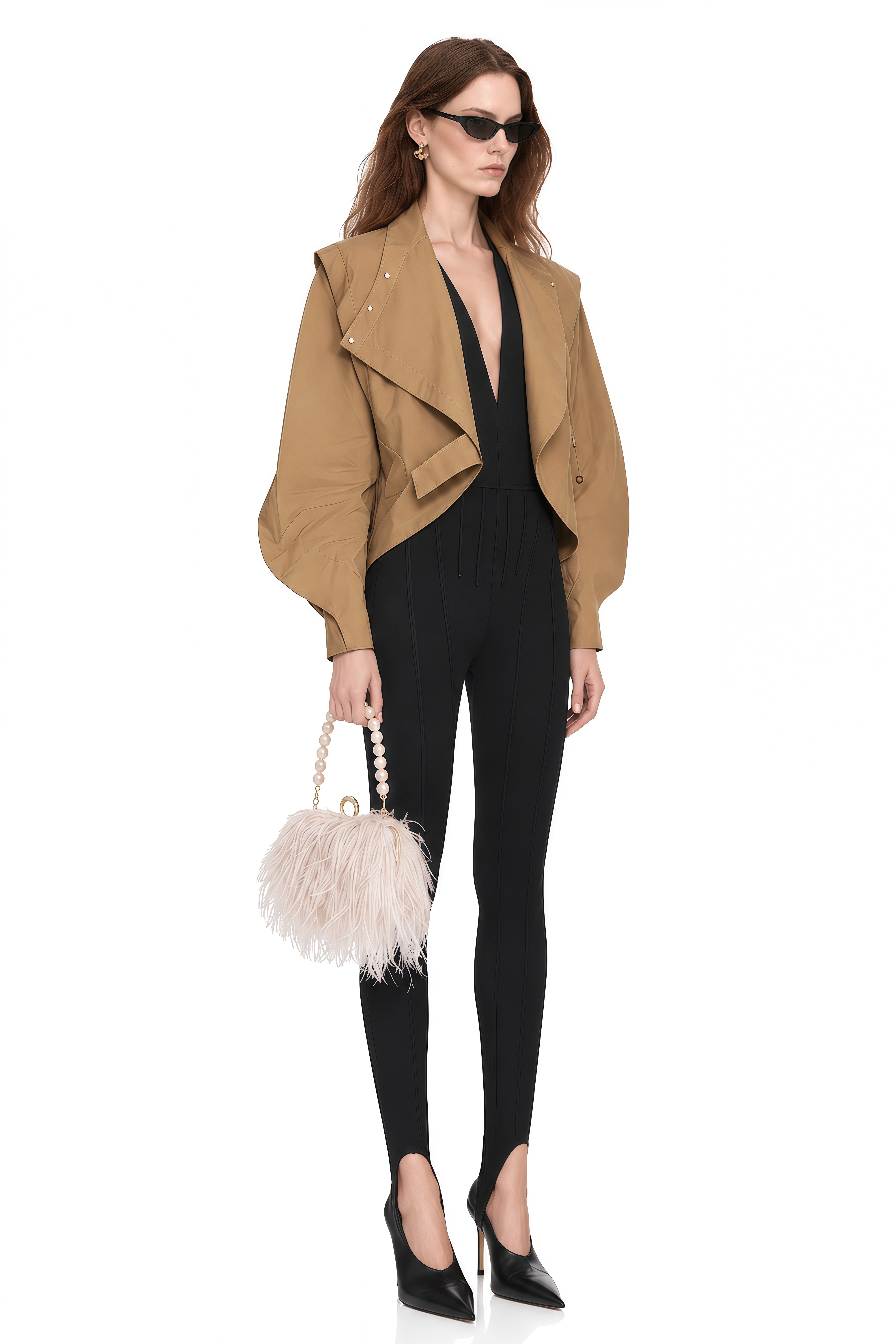 Ivy Camel Asymmetrical Belted Jacket