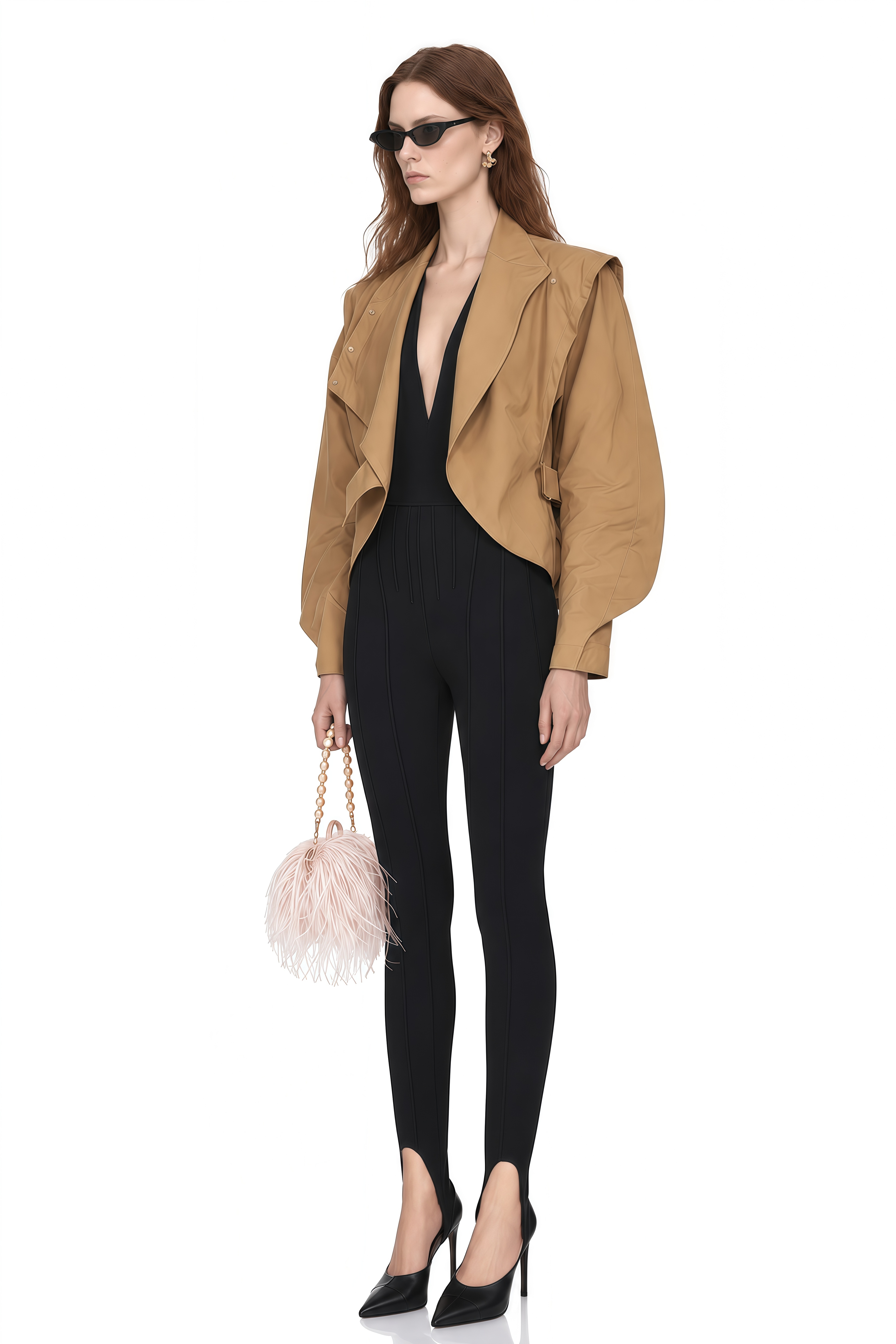 Ivy Camel Asymmetrical Belted Jacket