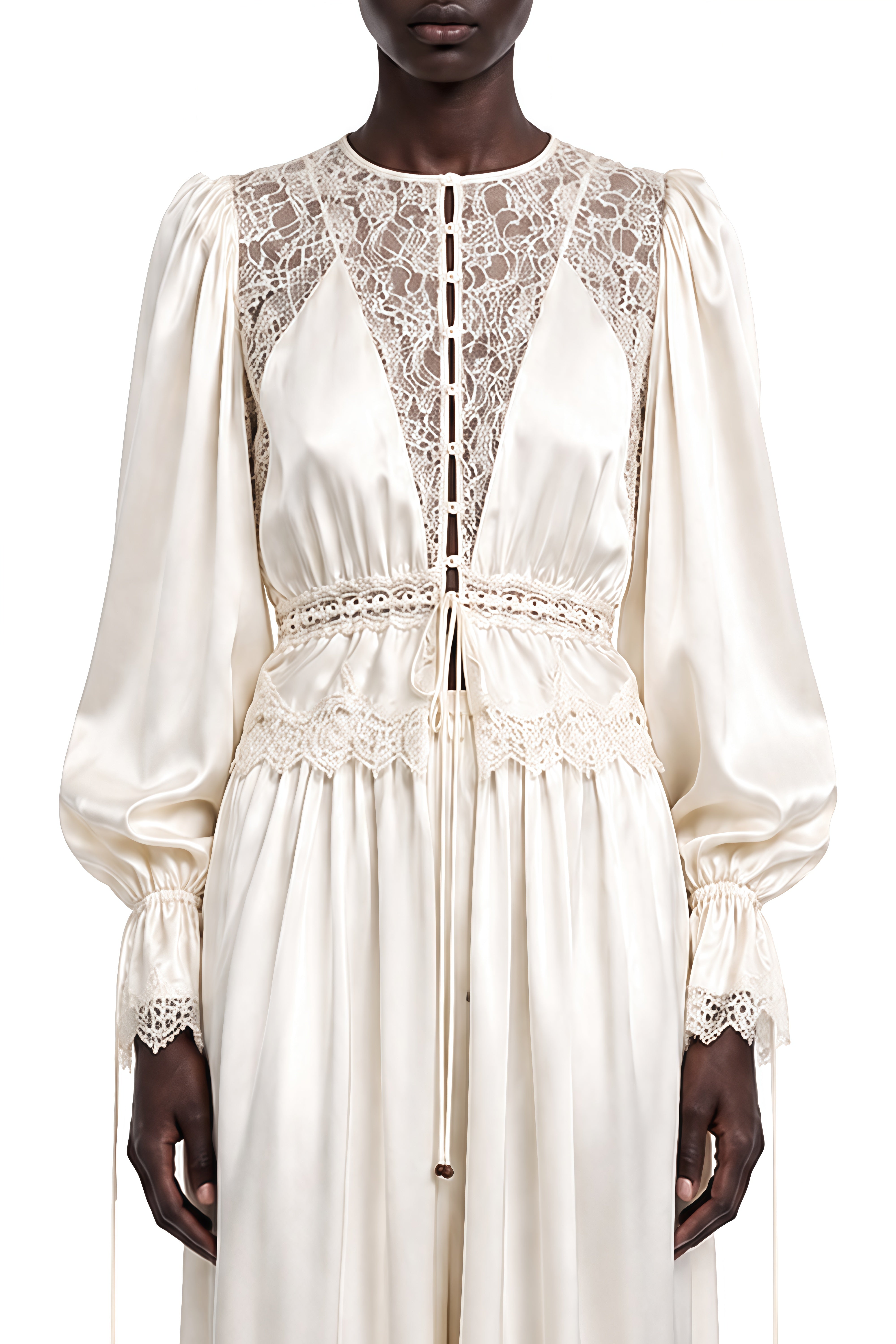 Juliet White Puff Sleeve Lace Top & Trousers Set