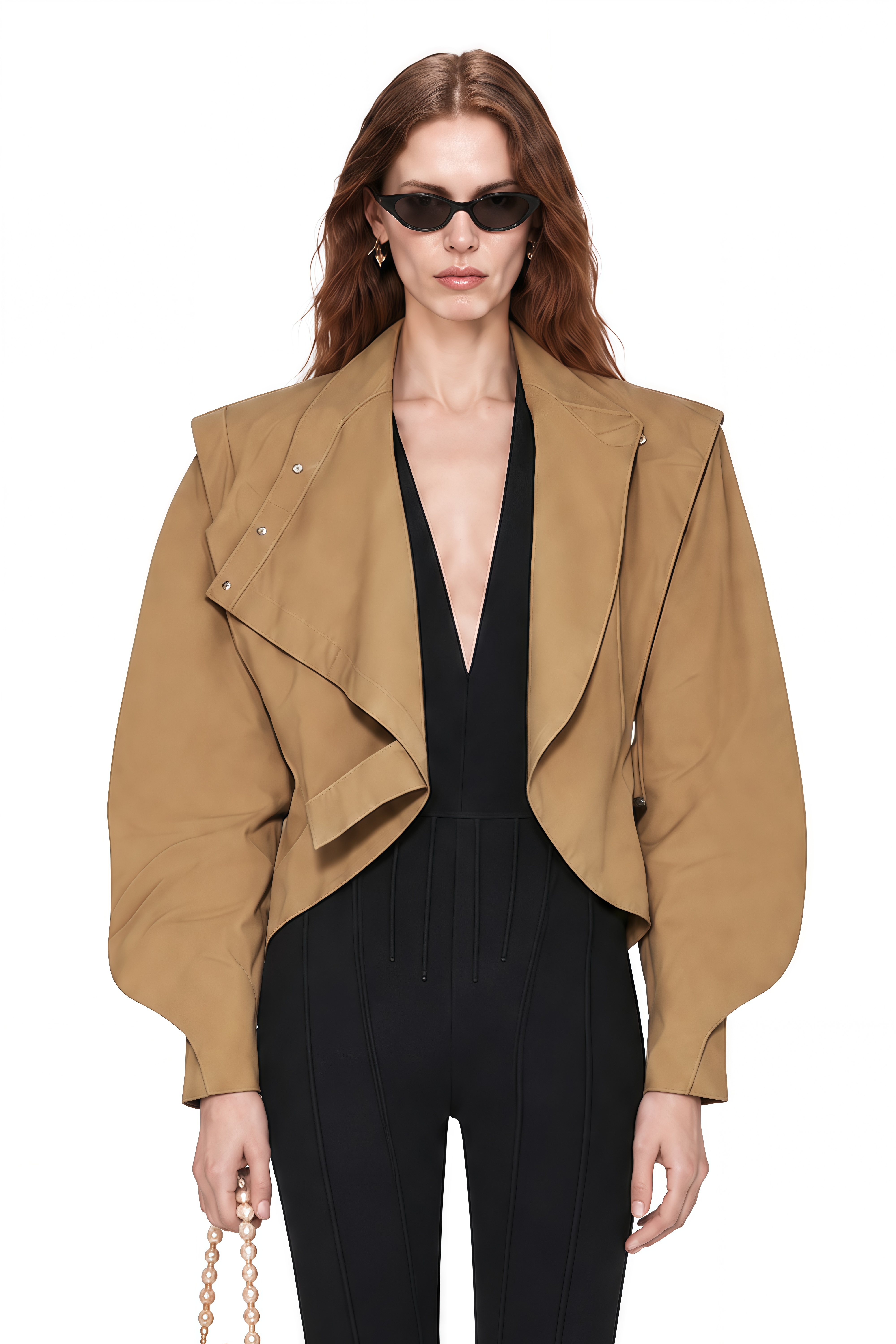 Ivy Camel Asymmetrical Belted Jacket