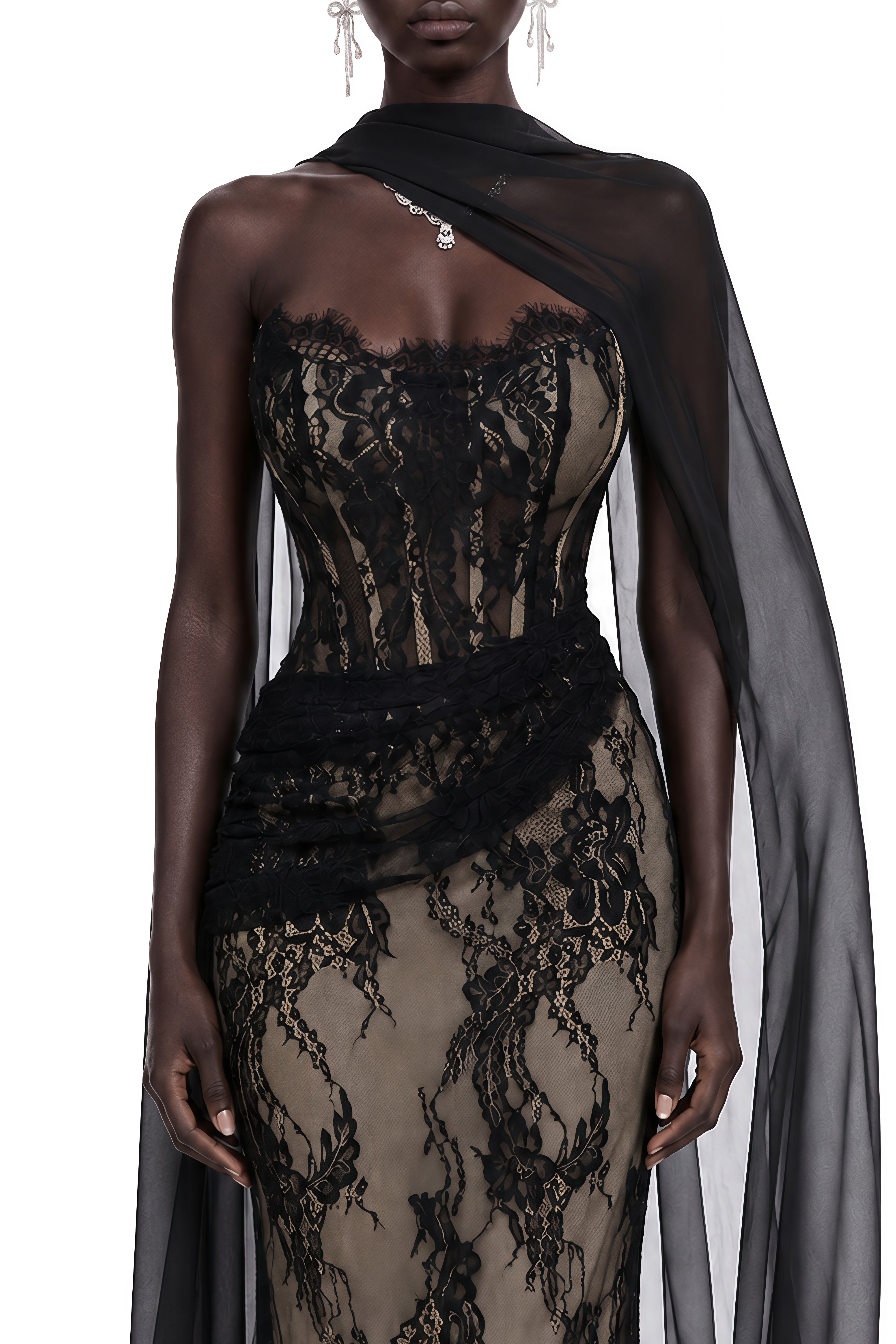 Linnea Black Sleeveless Asymmetrical Maxi Dress