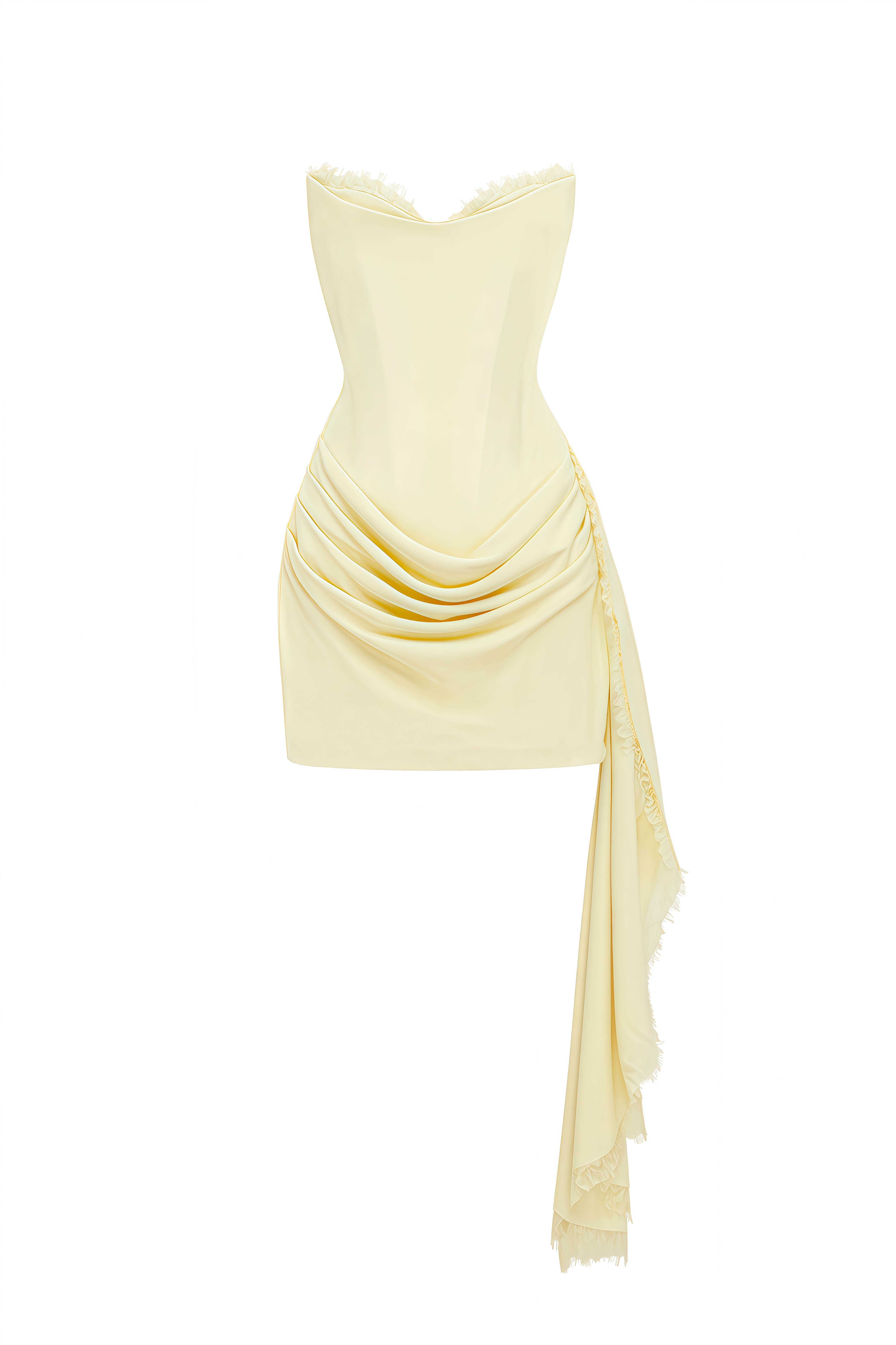 Ember Yellow Strapless Ruched Mini Dress