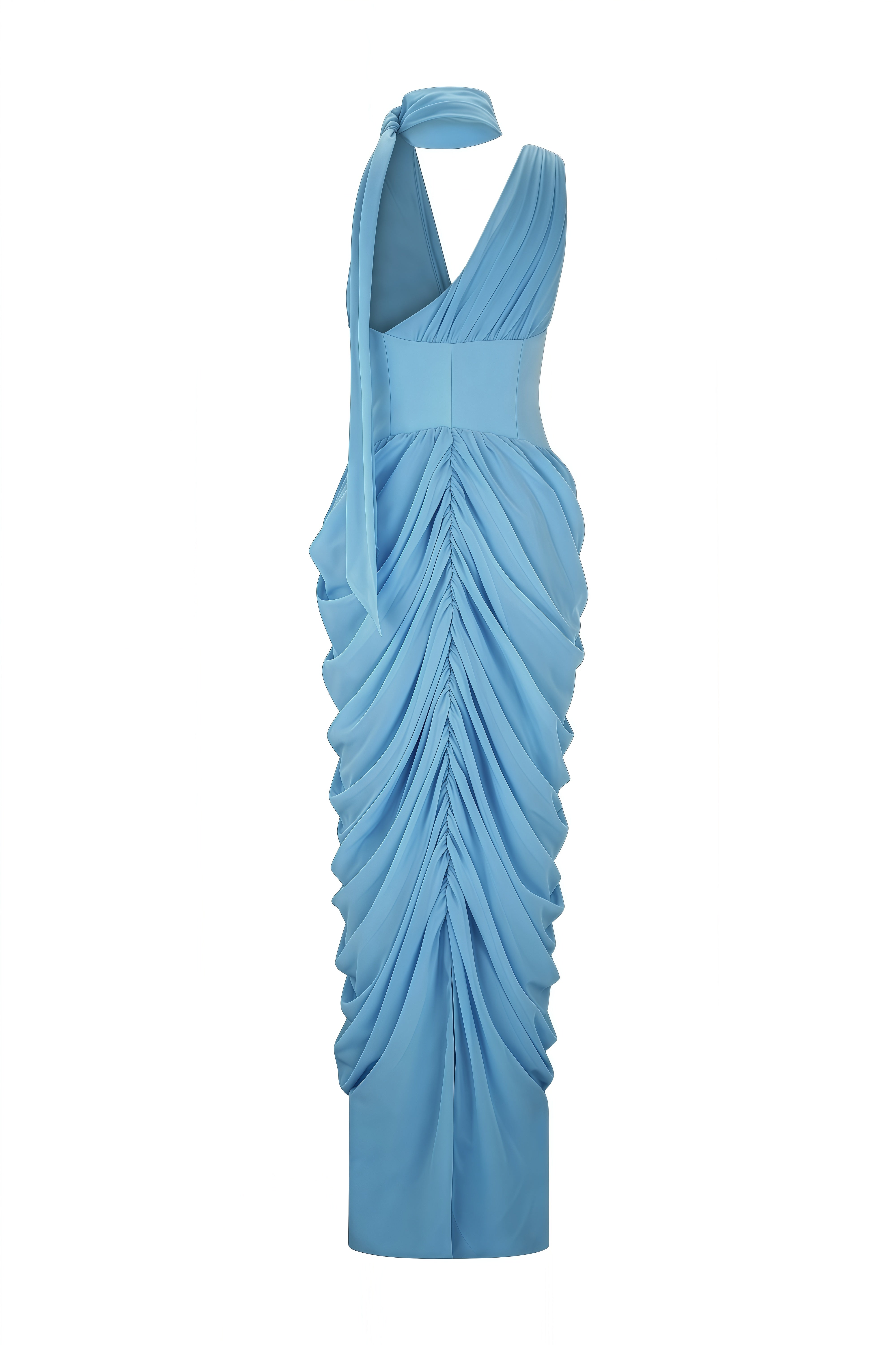 Celine Dark Blue Sleeveless Ruched Maxi Dress