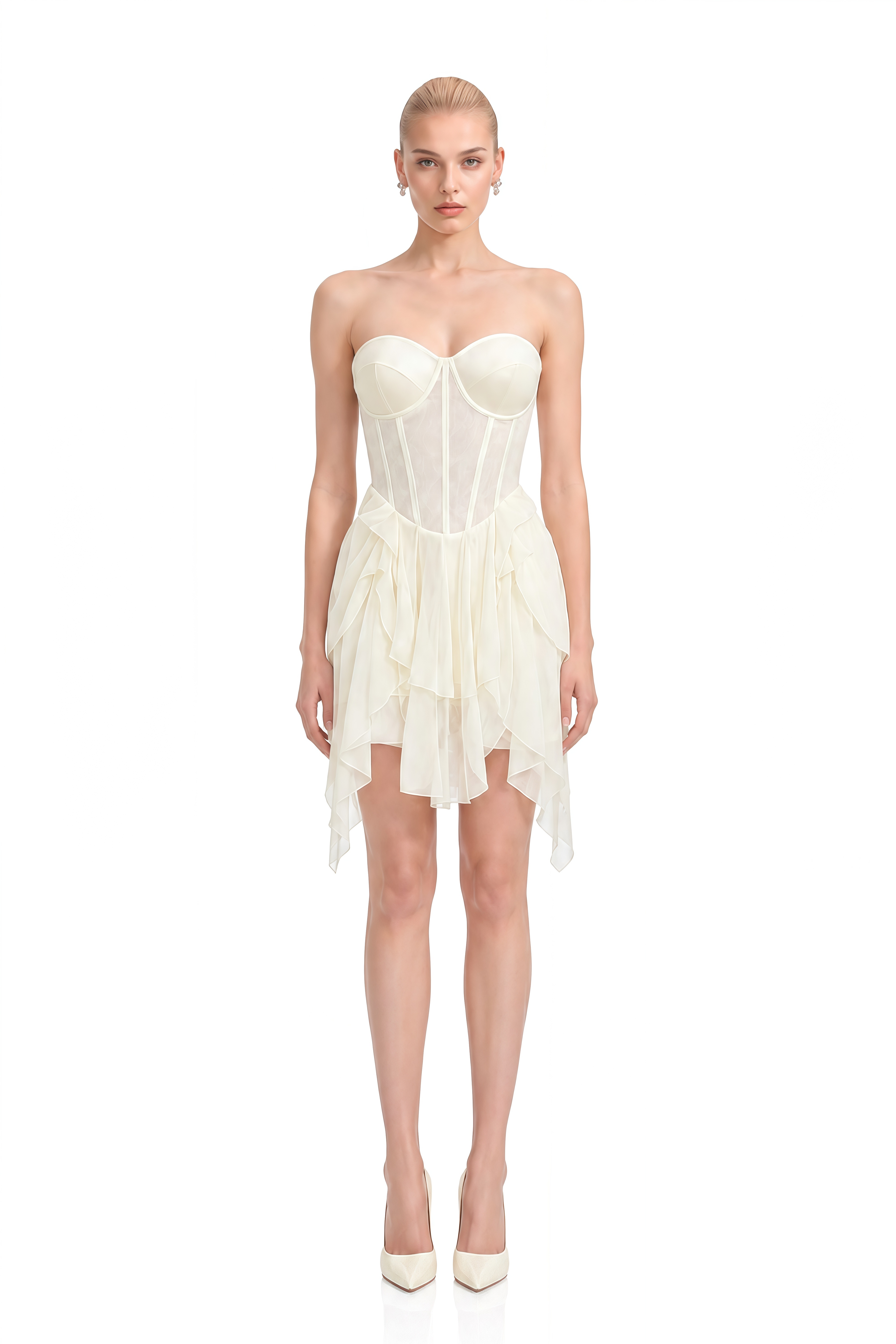 Cordelia Ivory Sweetheart Neck Strapless Mini Dress