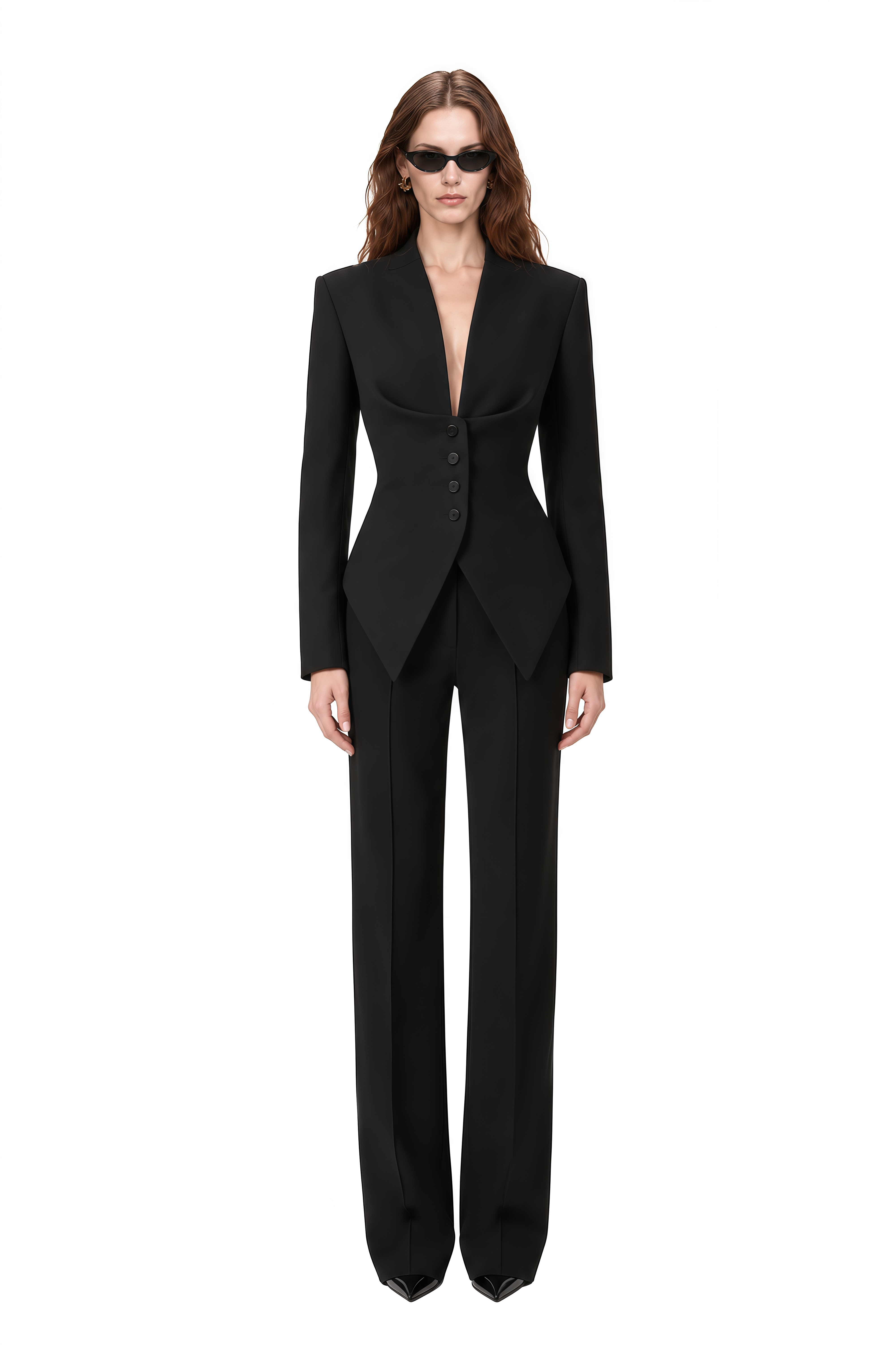Theodora Black Long Sleeves Draped Jacket
