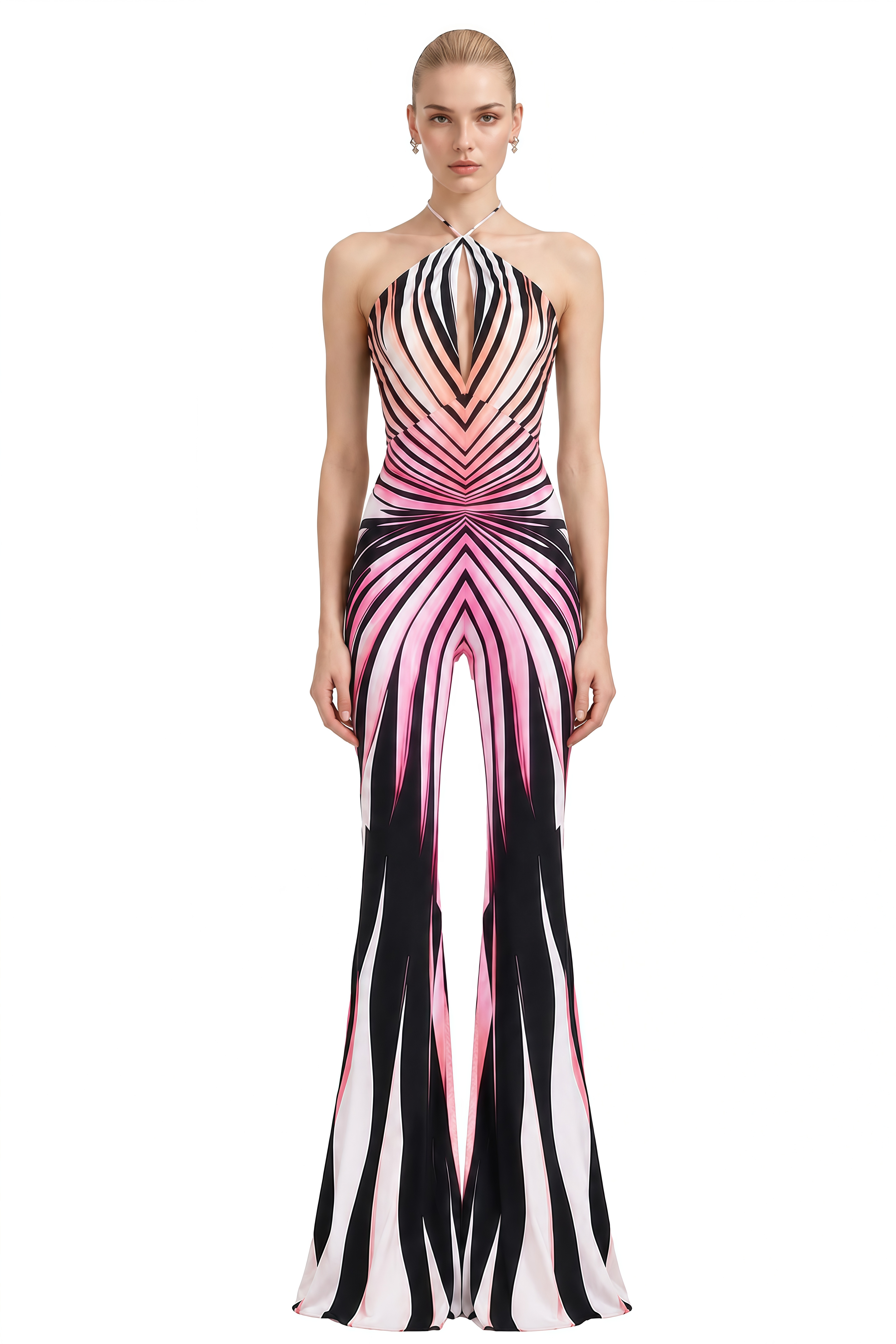 Odette Pink Halterneck Cut-Out Jumpsuit