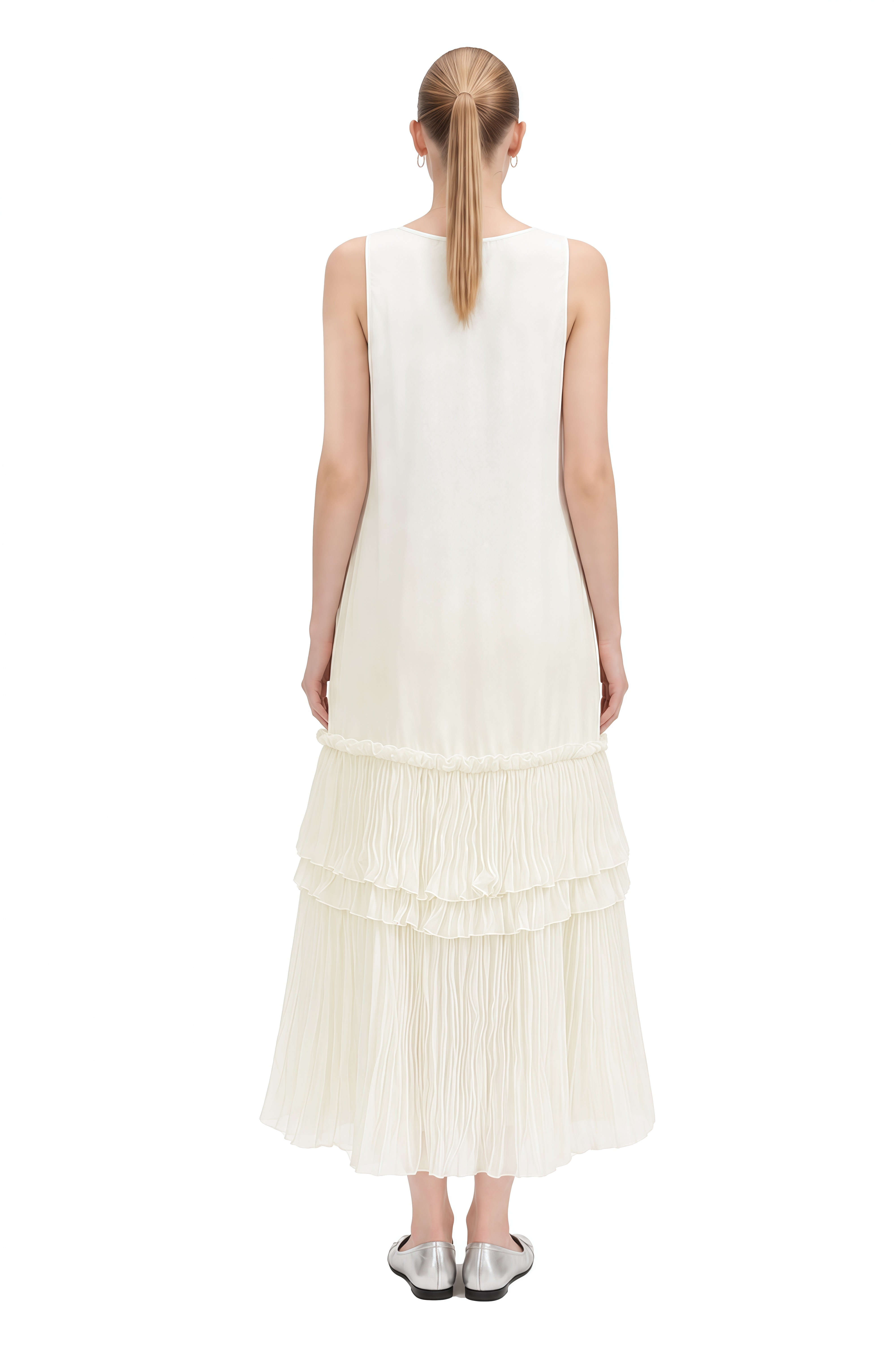 Margaret Ivory Sleeveless Bow Maxi Dress