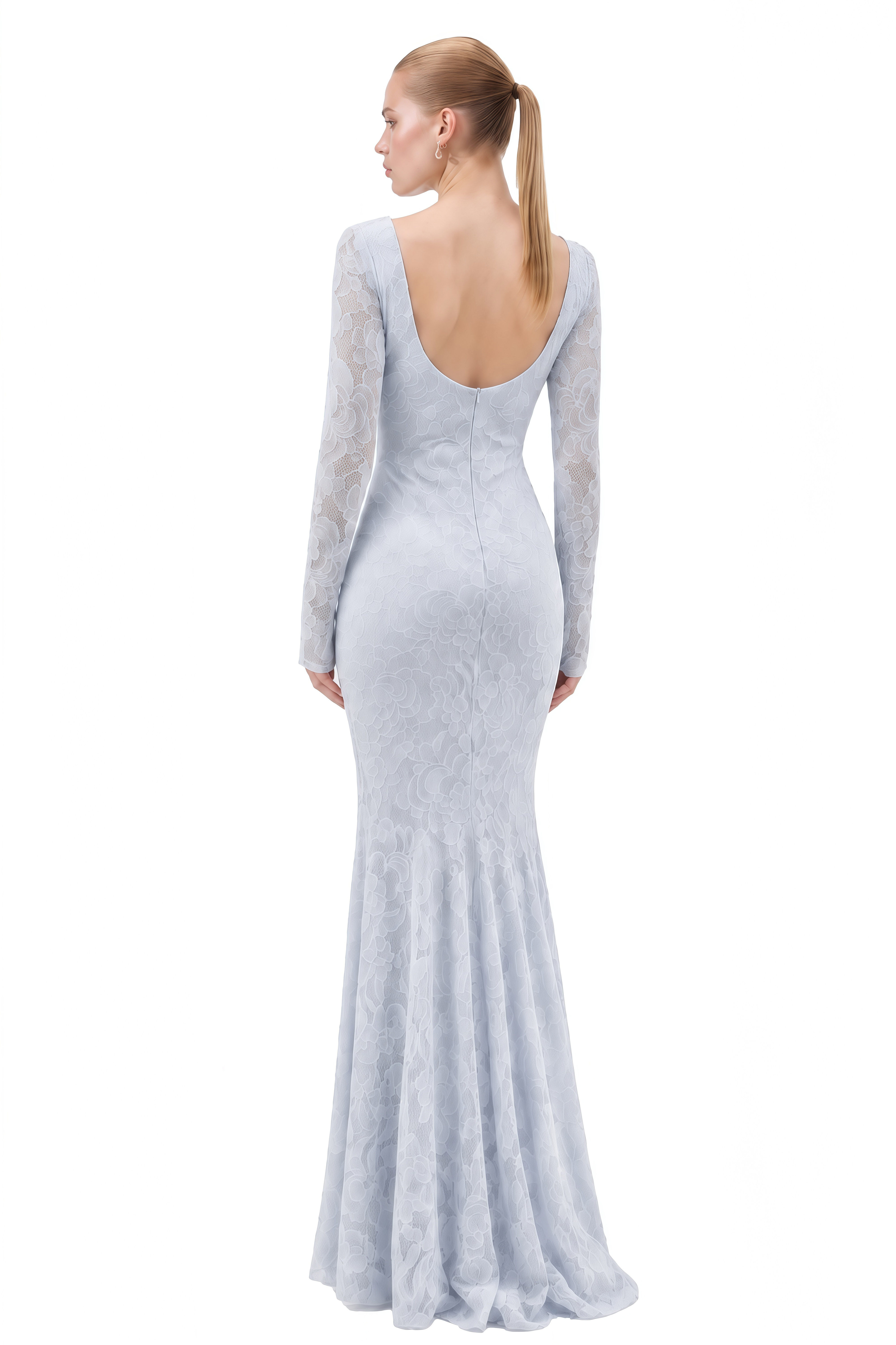 Charlotte Light Blue Cape Design Floral Maxi Dress