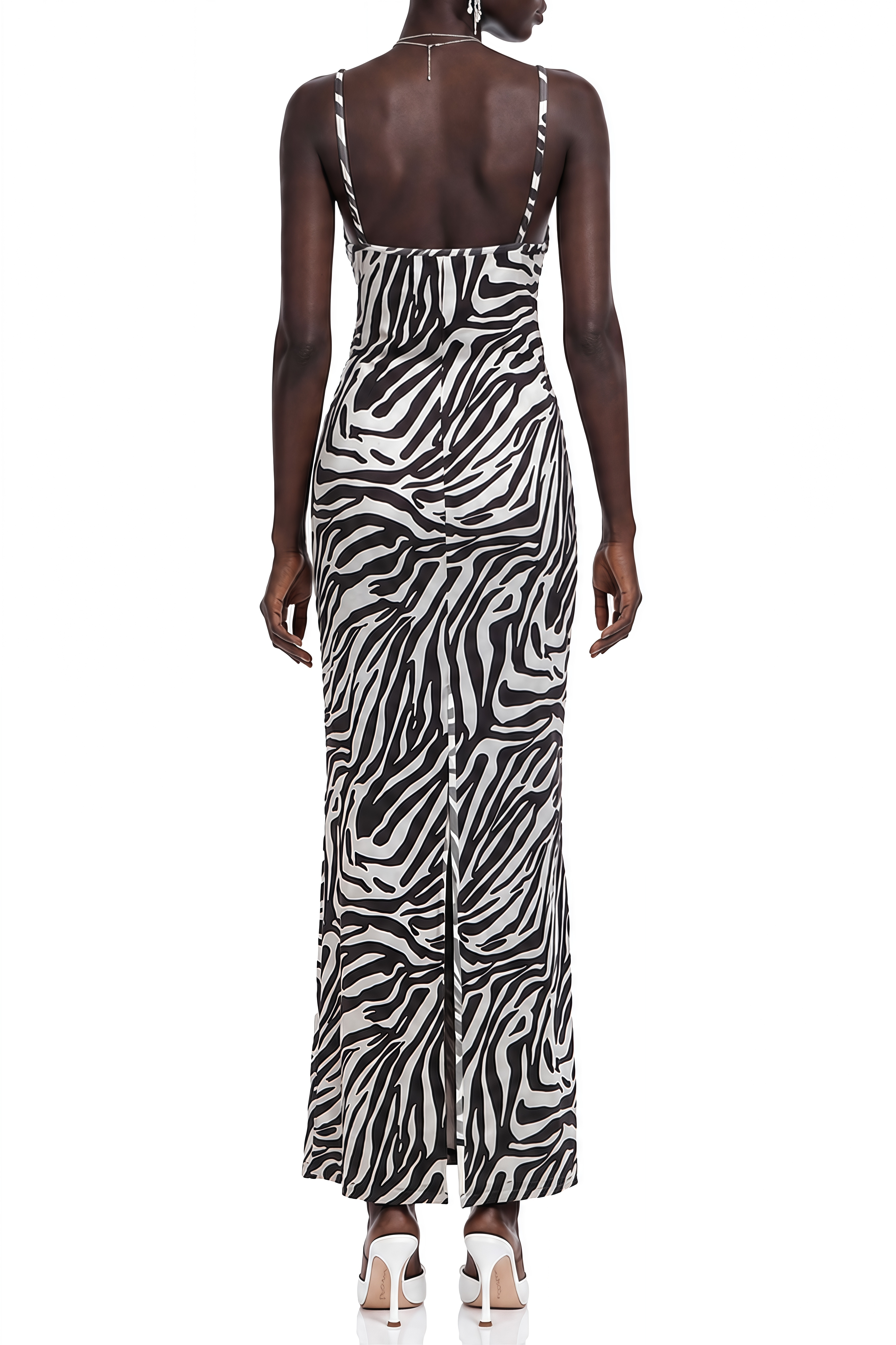 Daphne Black Zebra Print Lace Maxi Dress