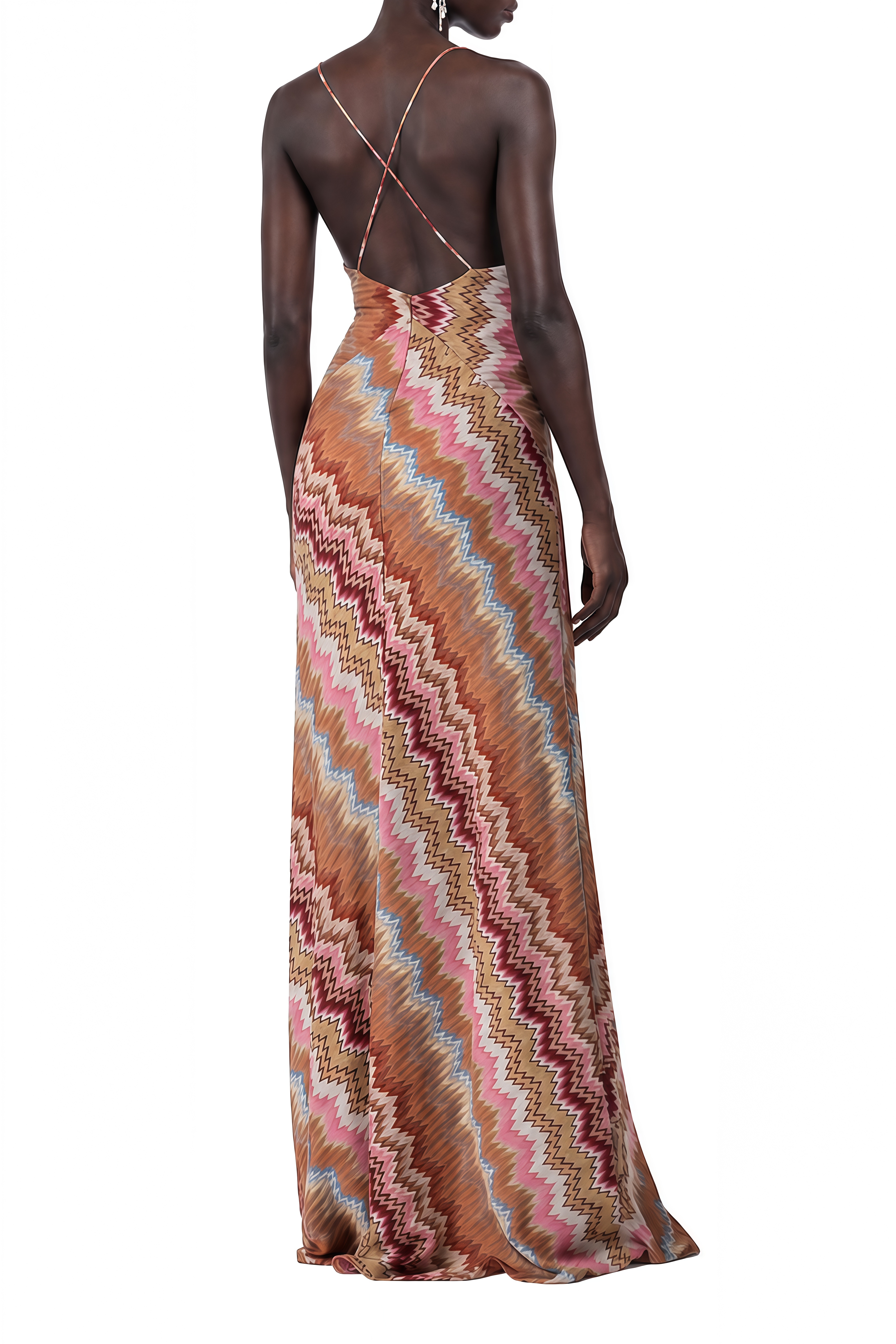 Noelle Red Striped V-Neck Maxi Dress