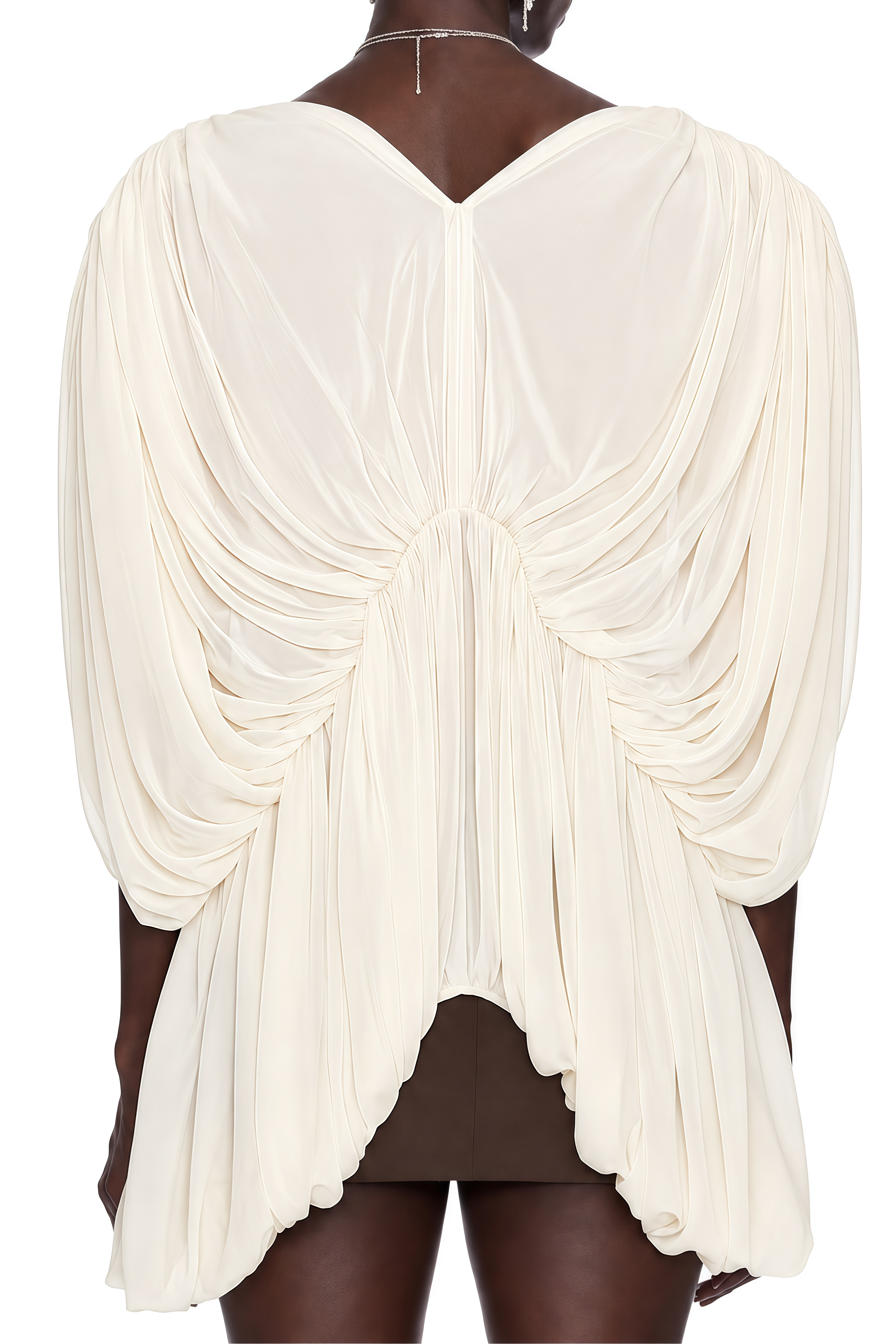 Florence Neutral V-Neck Ruched Blouse