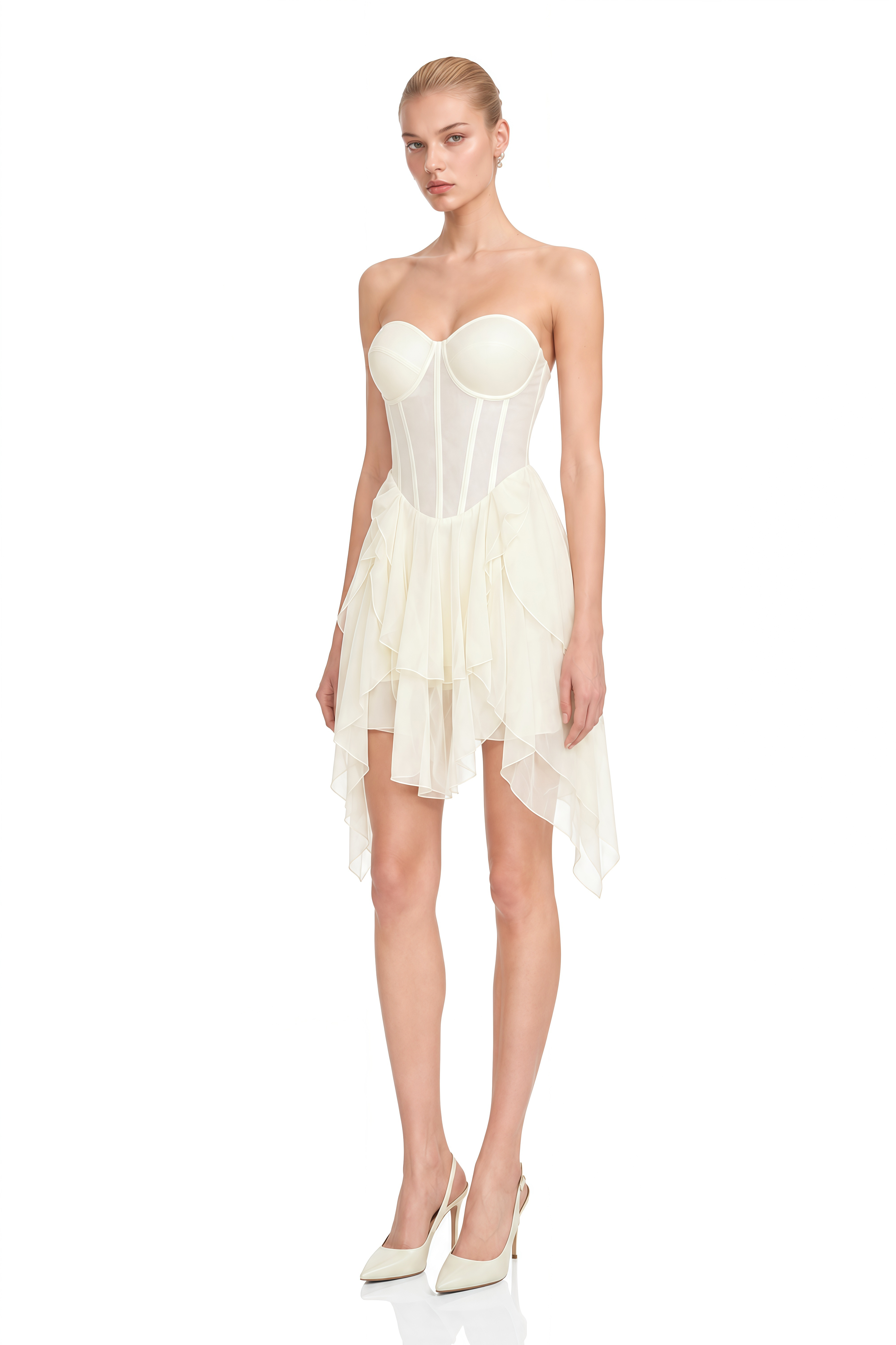 Cordelia Ivory Sweetheart Neck Strapless Mini Dress
