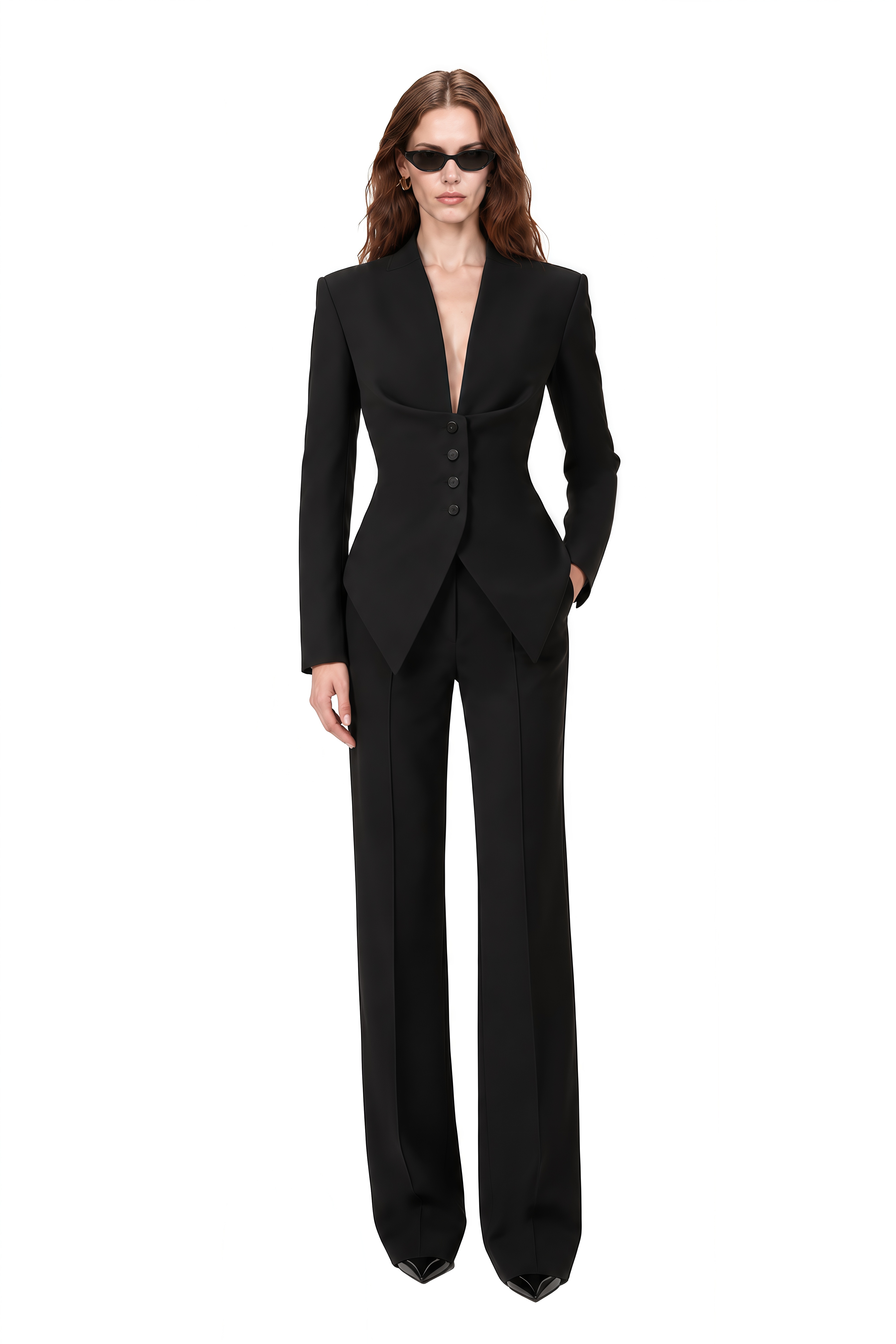 Theodora Black Long Sleeves Draped Jacket