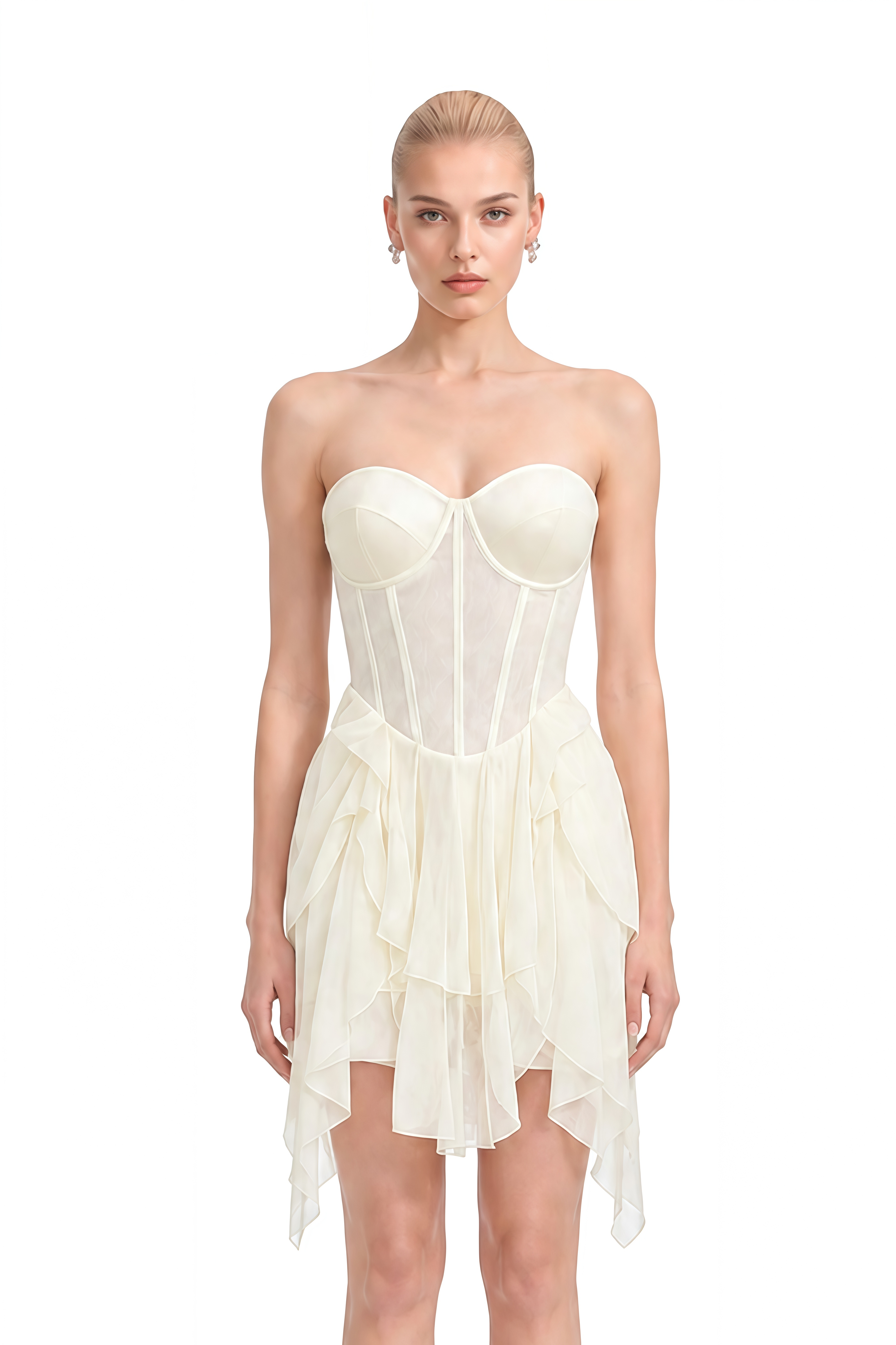 Cordelia Ivory Sweetheart Neck Strapless Mini Dress