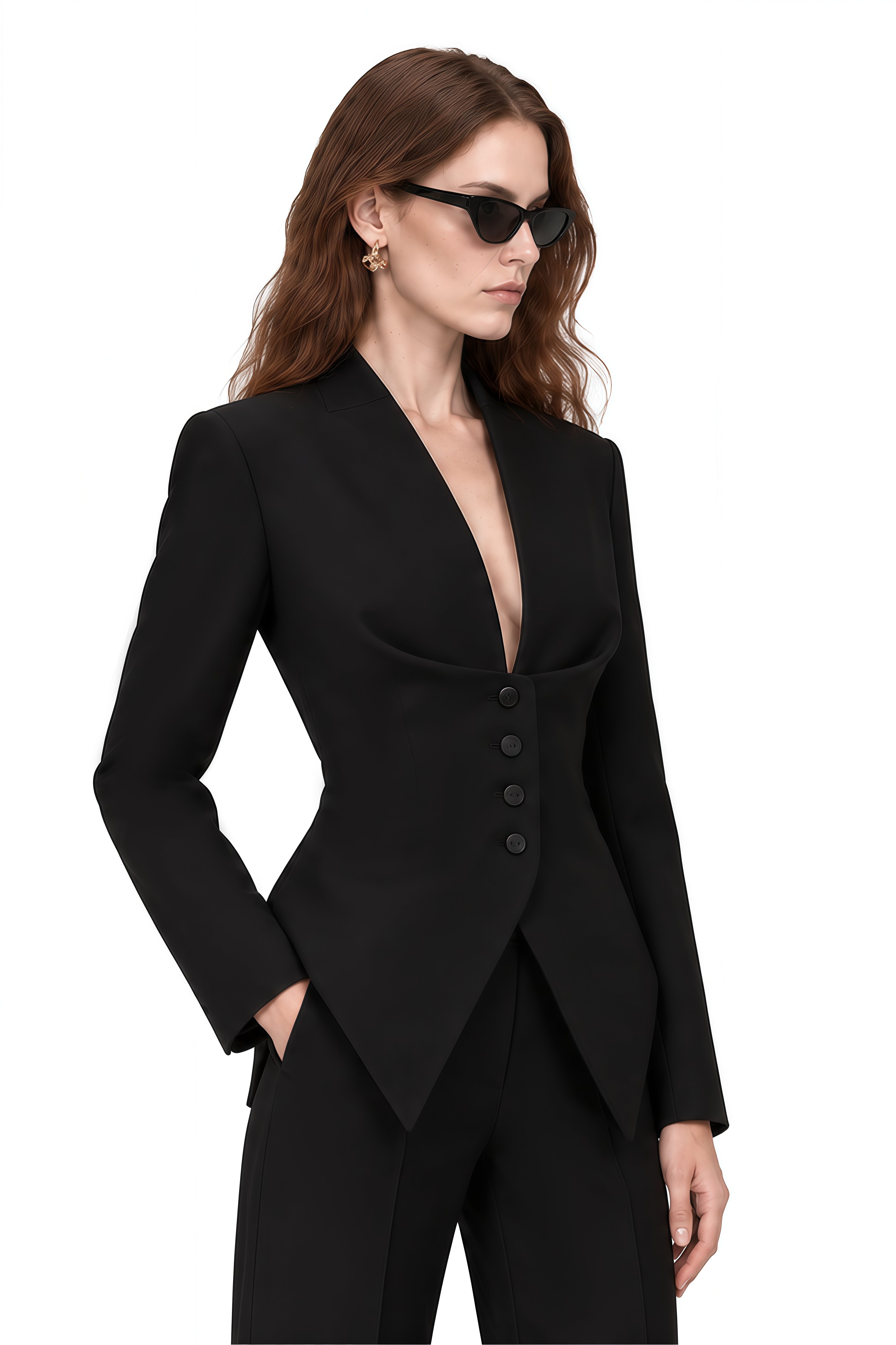 Theodora Black Long Sleeves Draped Jacket
