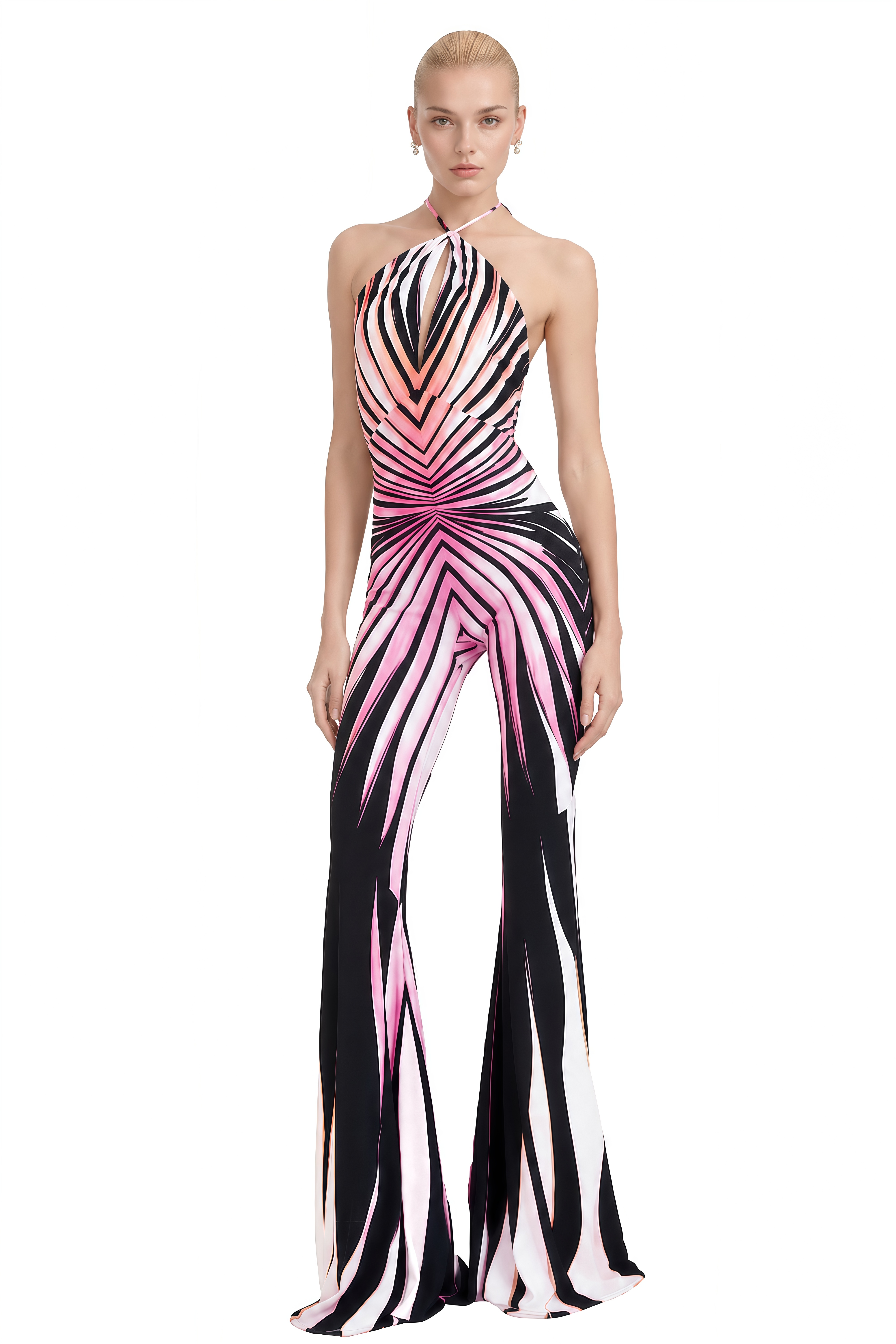 Odette Pink Halterneck Cut-Out Jumpsuit
