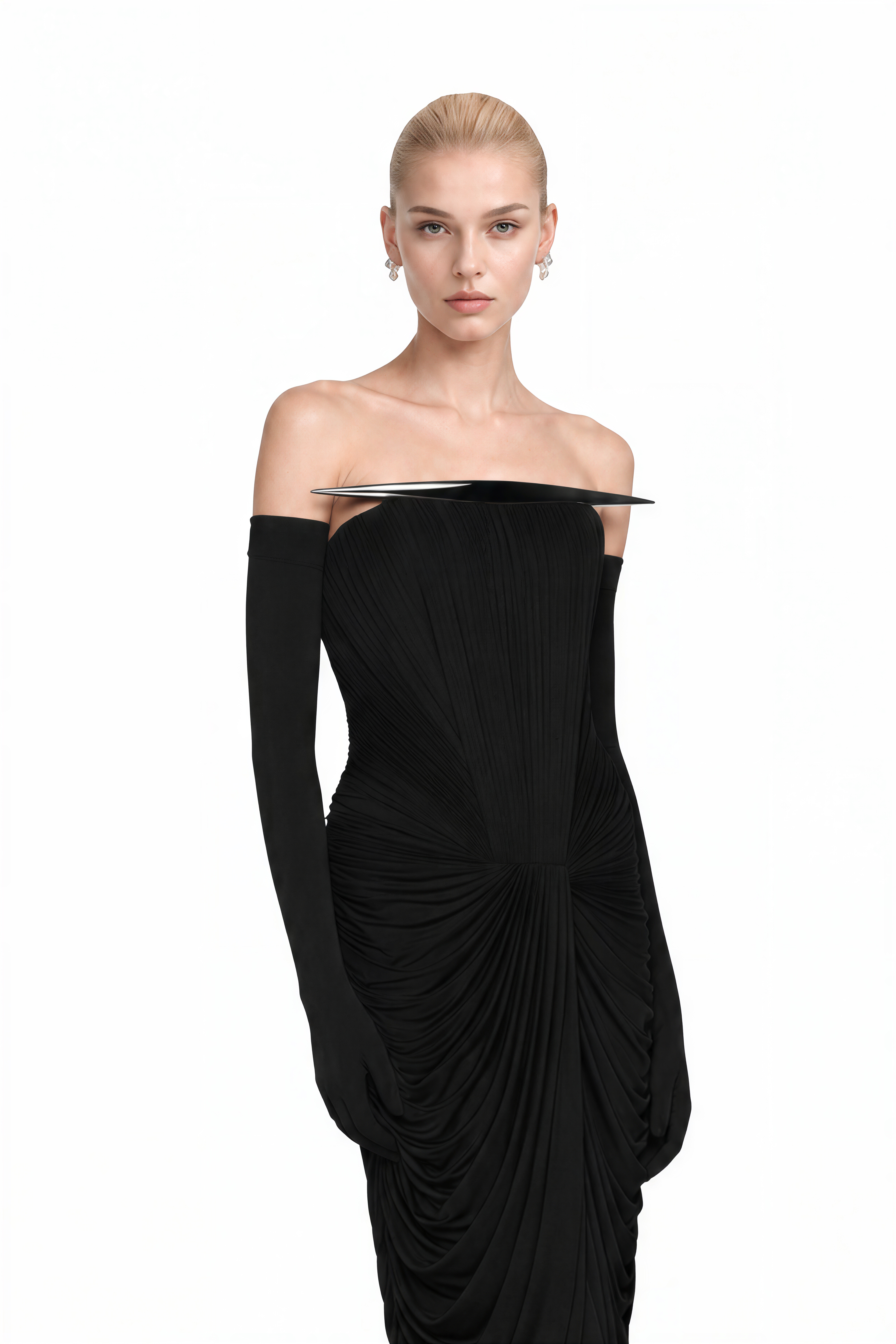 Amelia Black Off Shoulder Draped Maxi Dress
