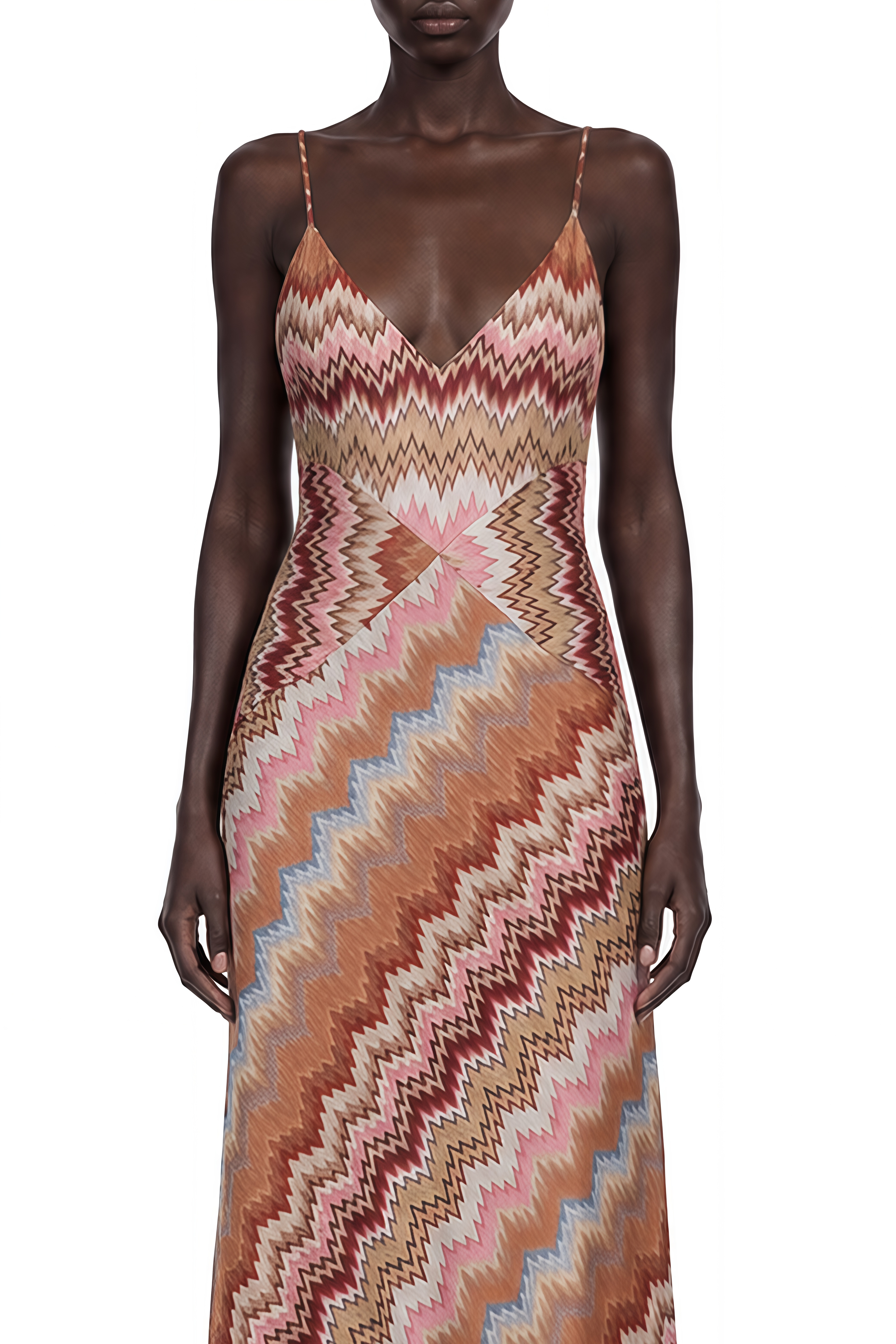 Noelle Red Striped V-Neck Maxi Dress