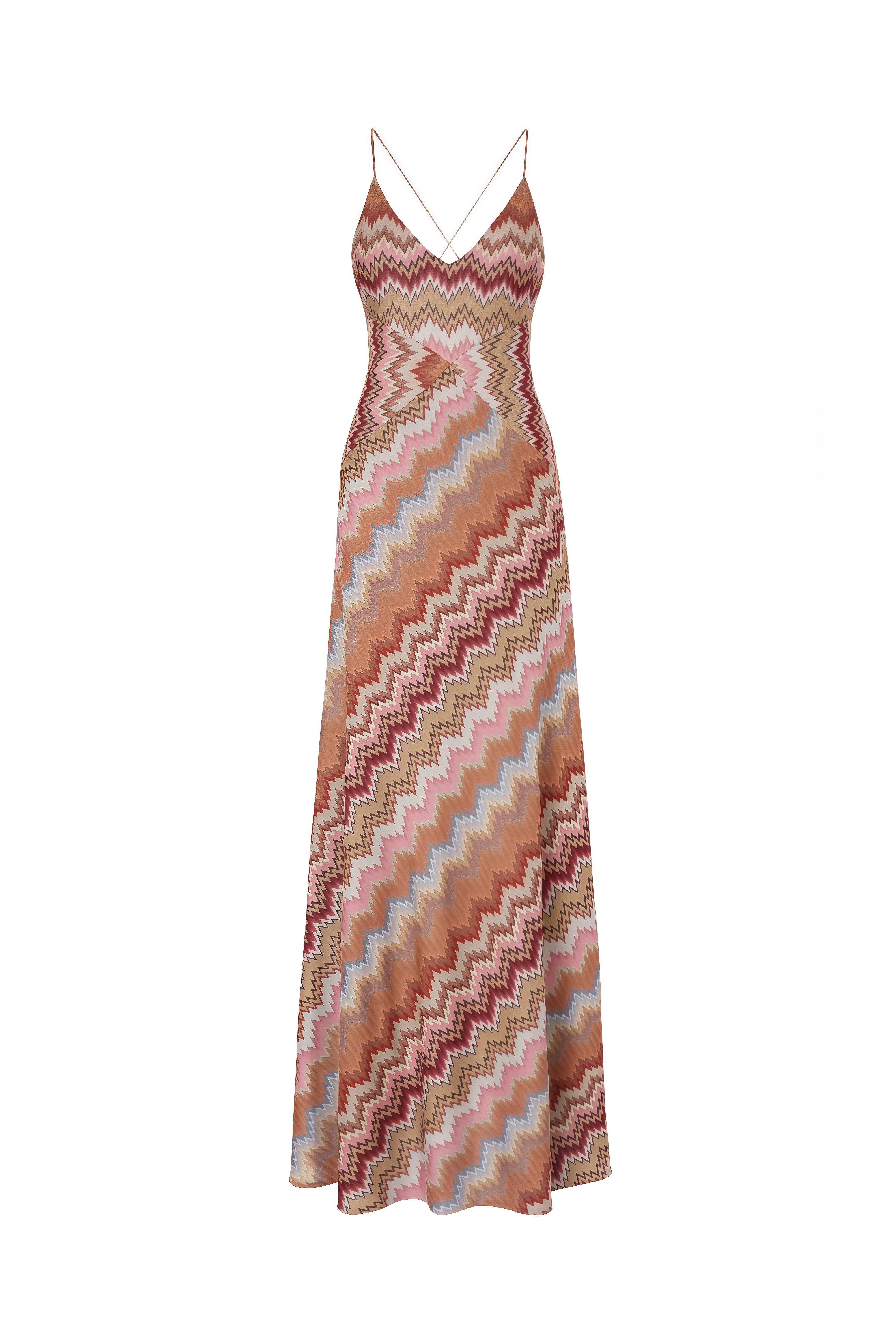 Noelle Red Striped V-Neck Maxi Dress
