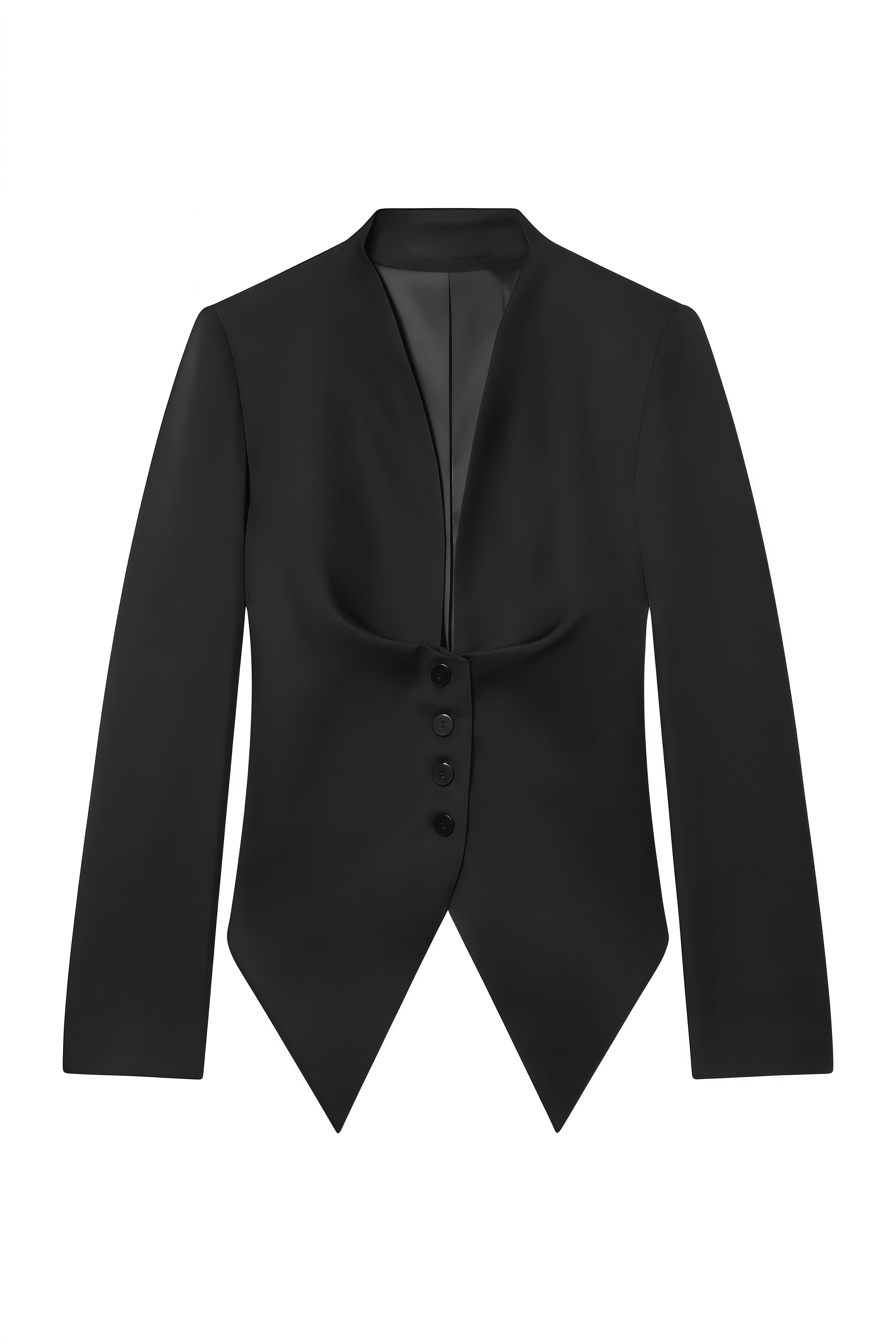 Theodora Black Long Sleeves Draped Jacket
