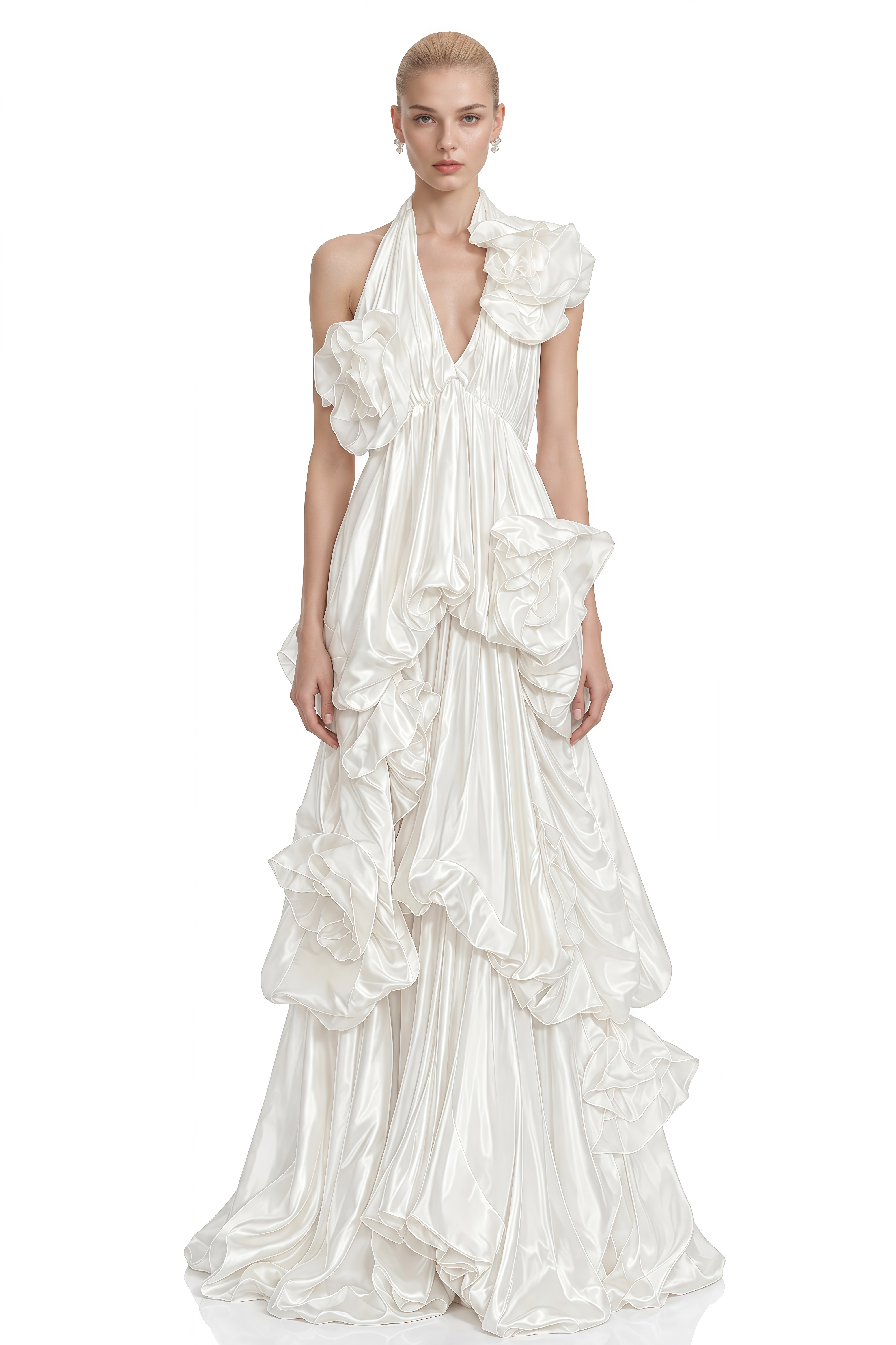 Victoria White Layered Draped Maxi Dress