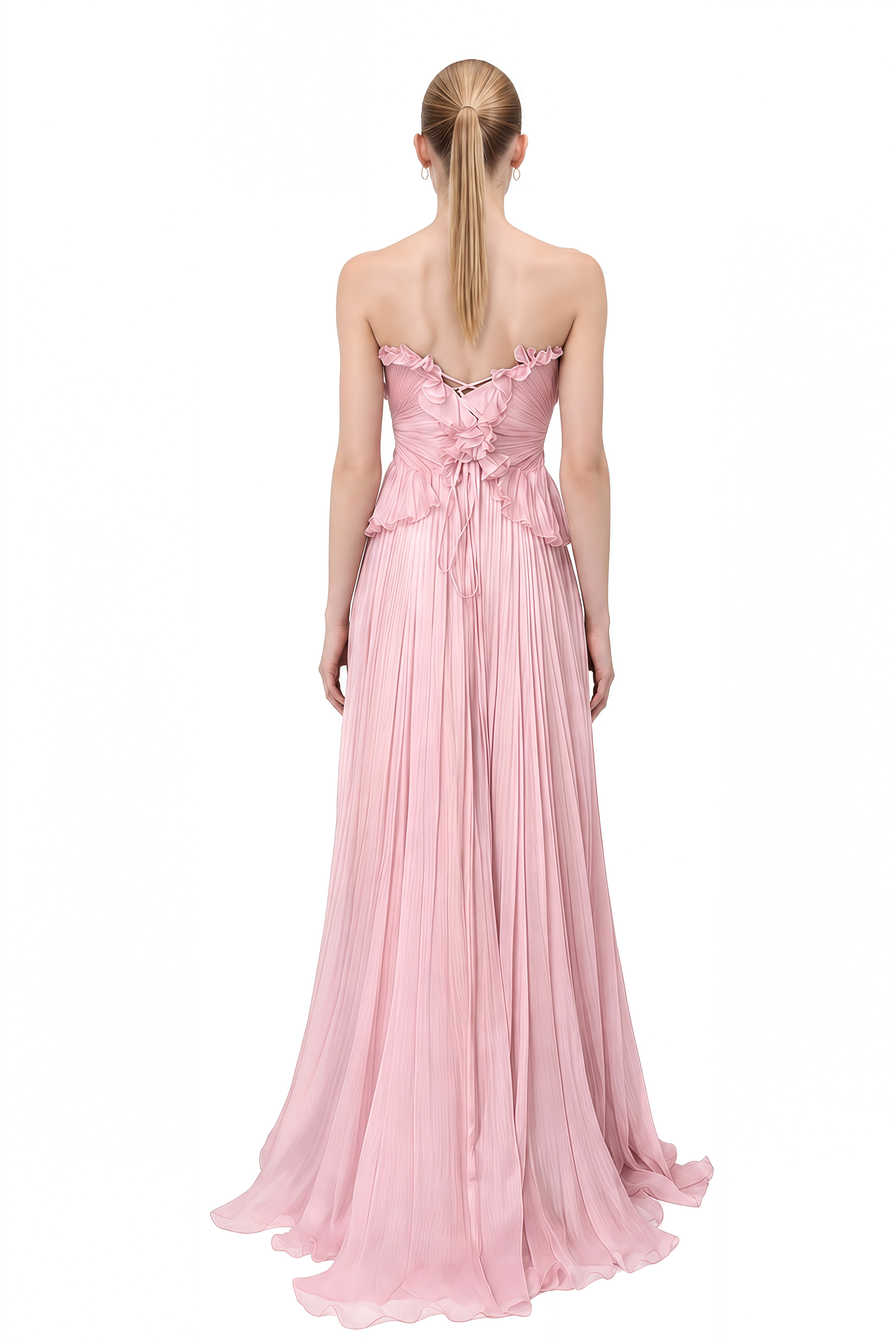 Alexandra Pink Strapless Ruffled Maxi Dress