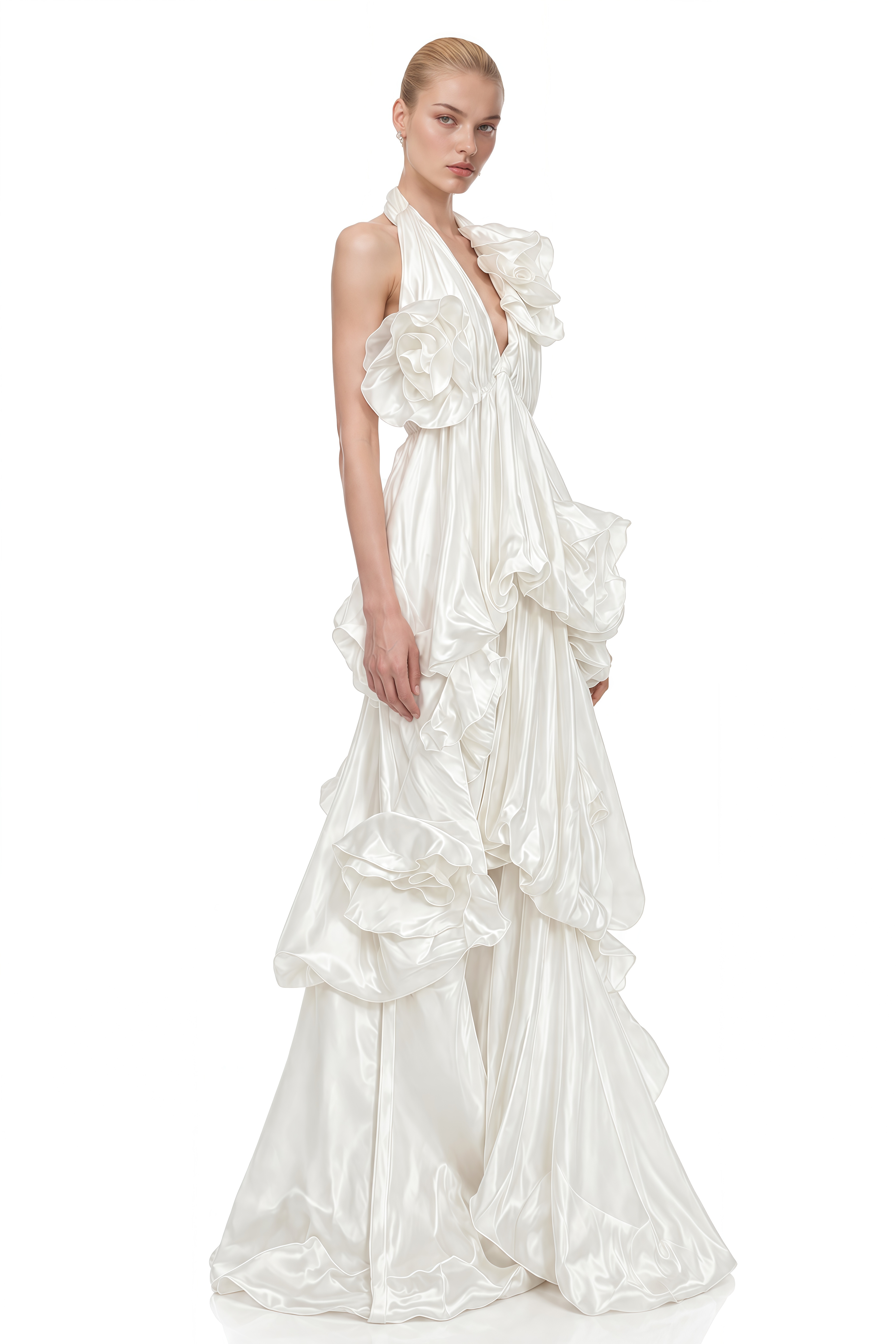 Victoria White Layered Draped Maxi Dress