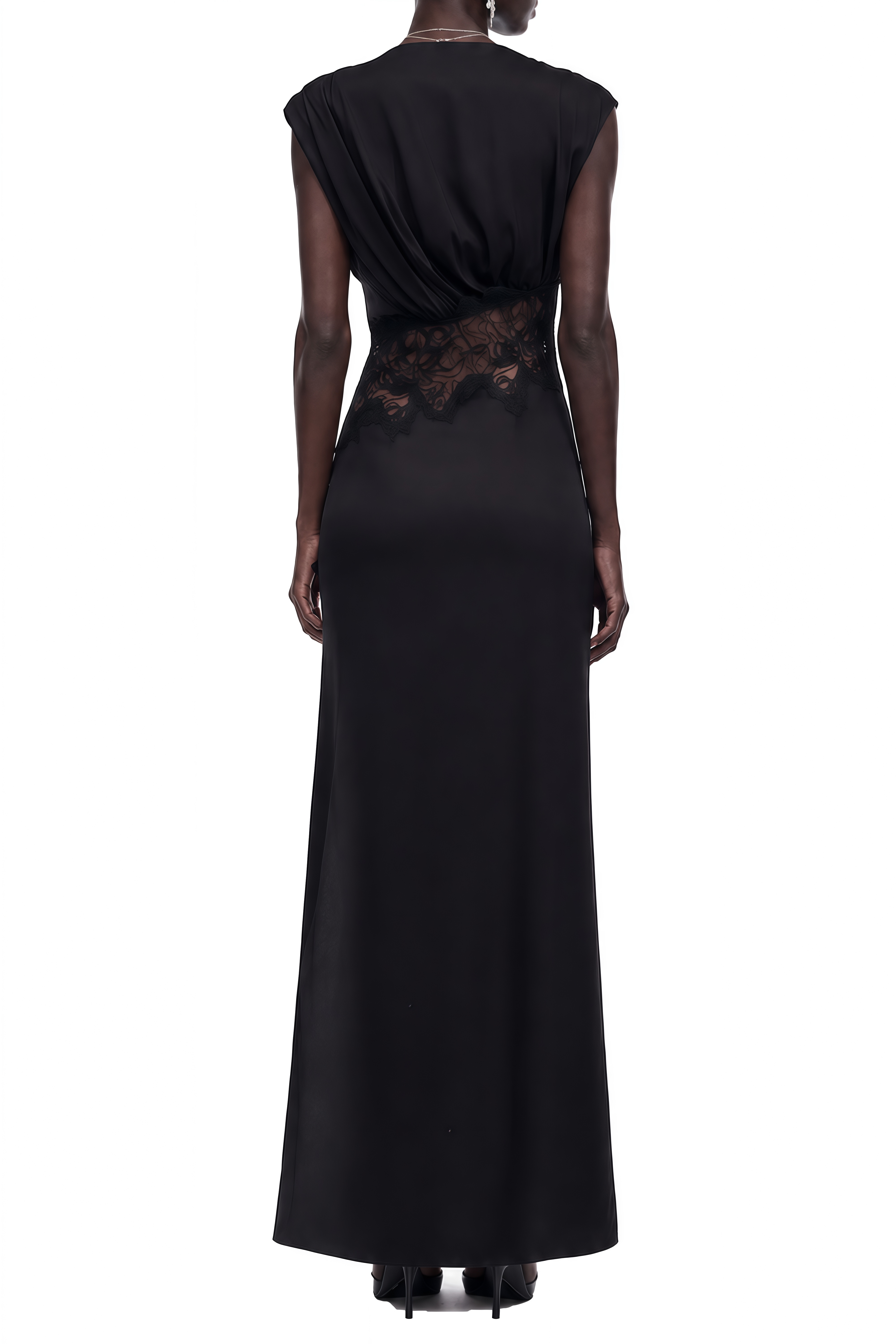 Luna Black Cut-Out Lace Maxi Dress