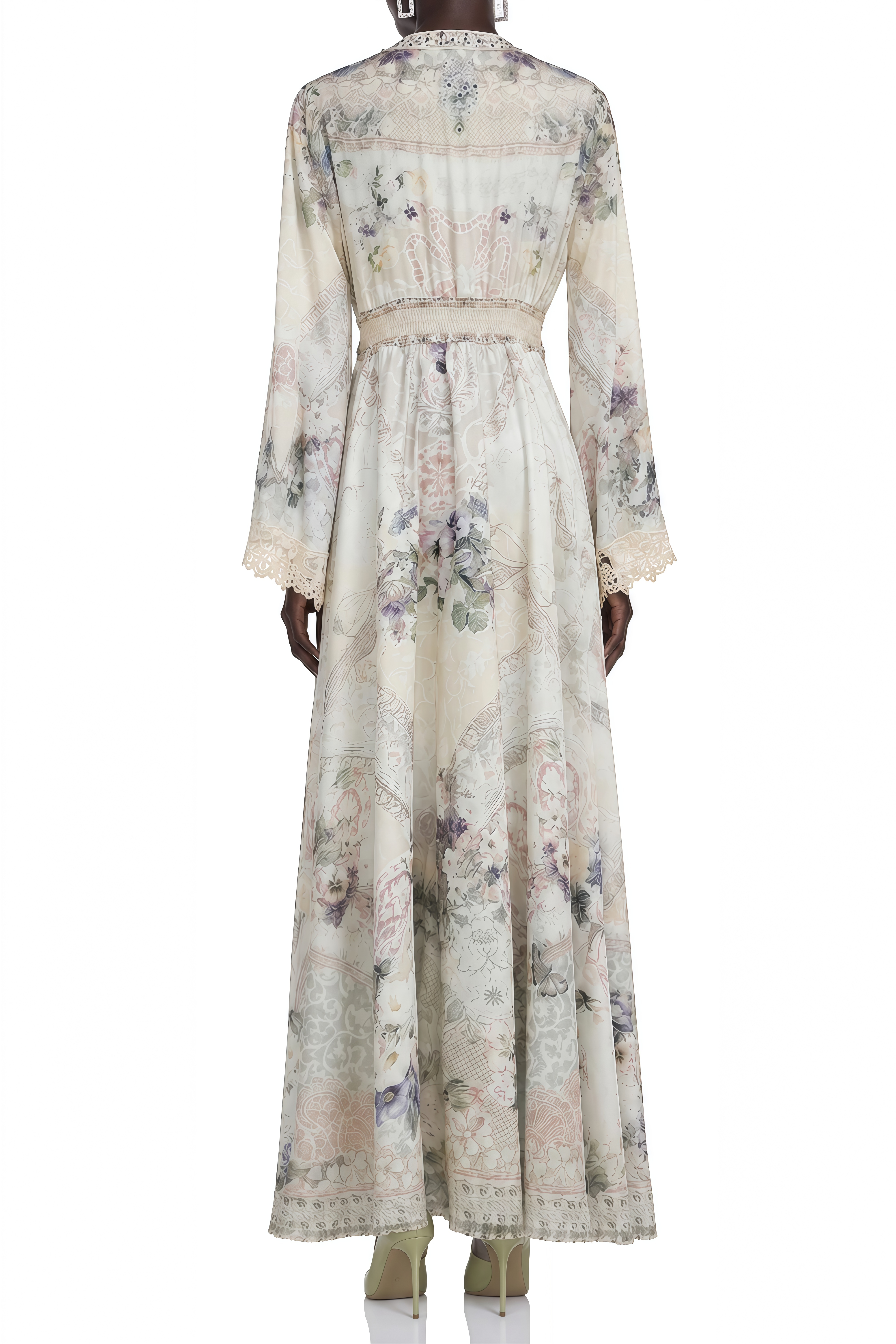 Eloise Ivory Long Sleeves Floral Maxi Dress