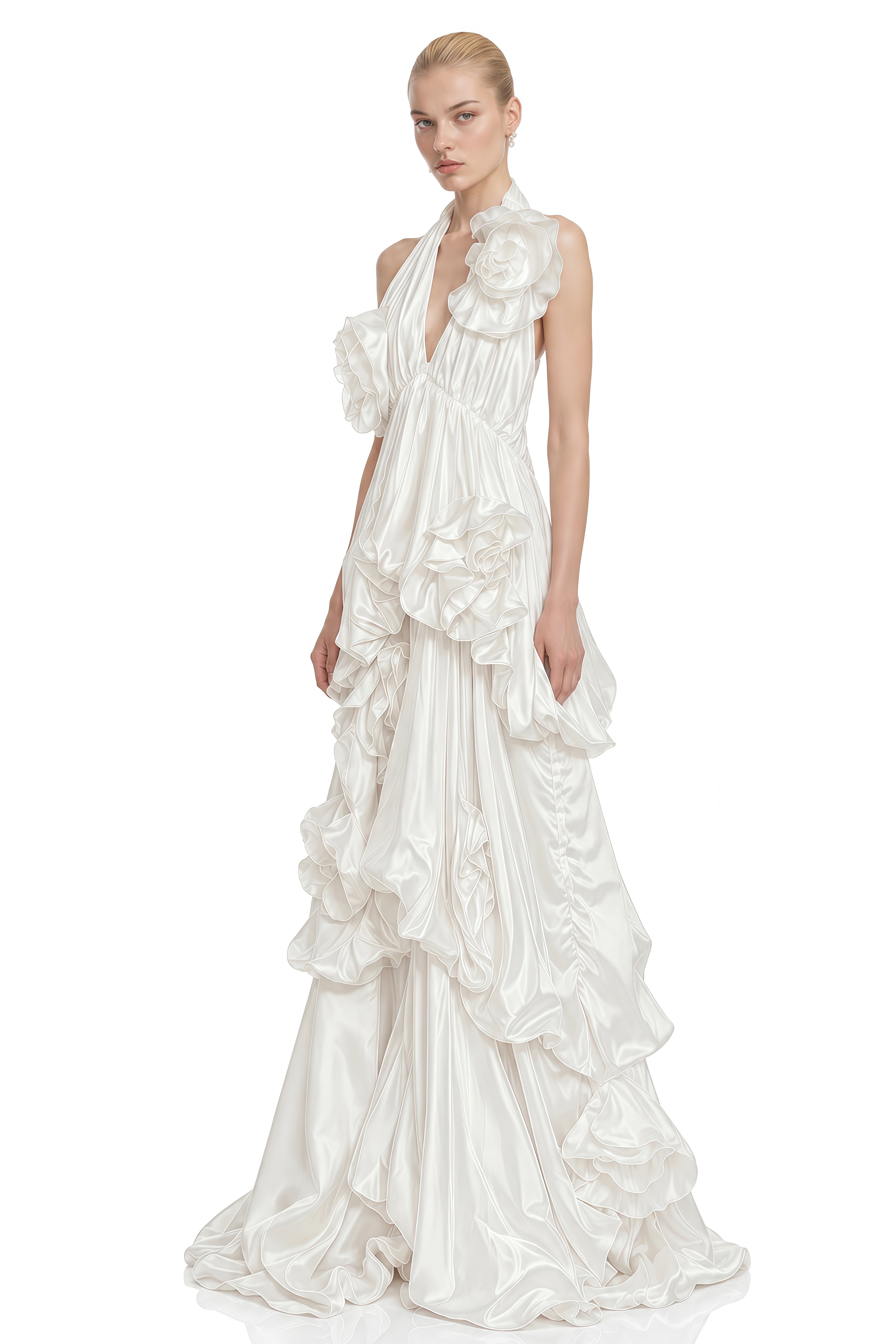 Victoria White Layered Draped Maxi Dress