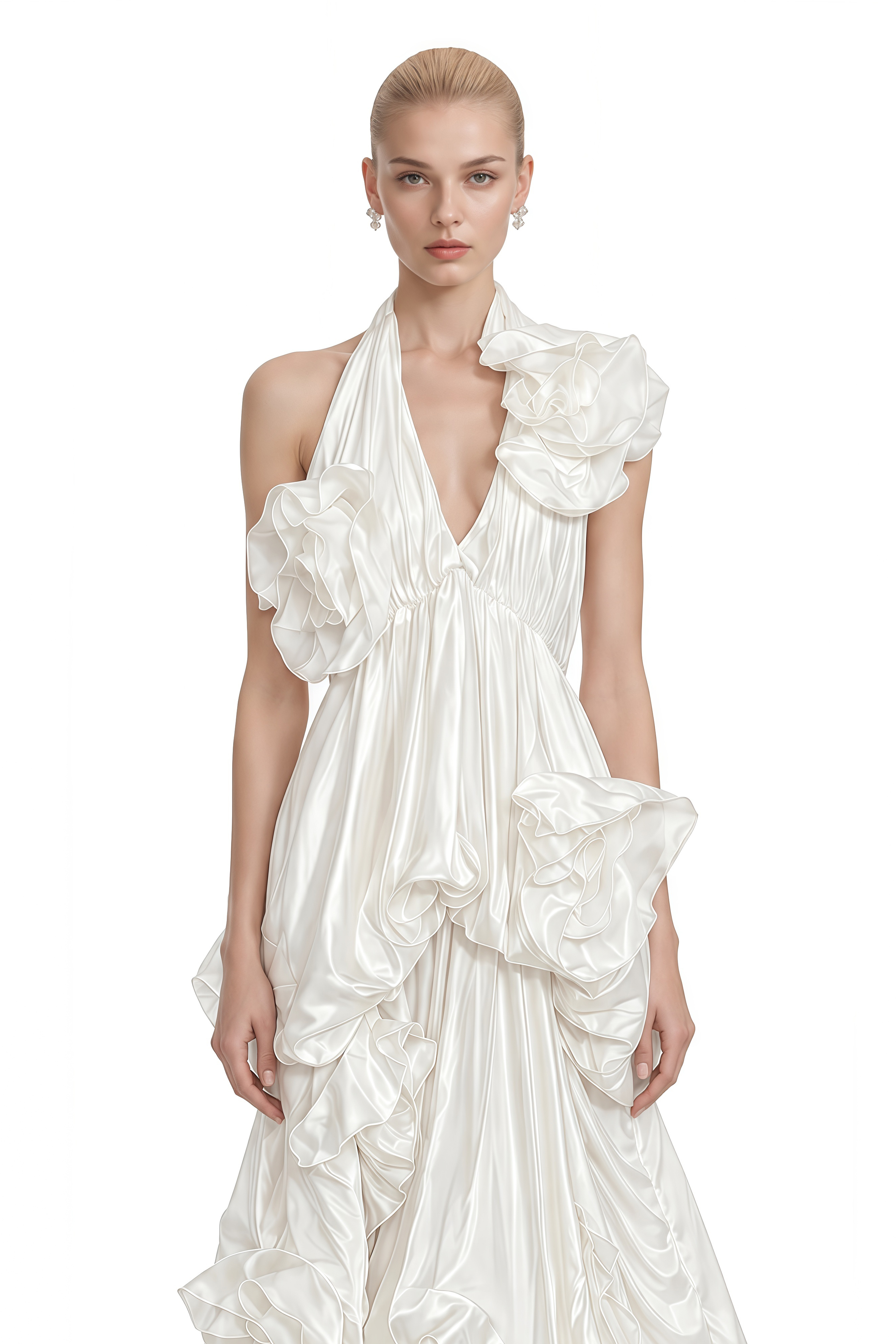 Victoria White Layered Draped Maxi Dress