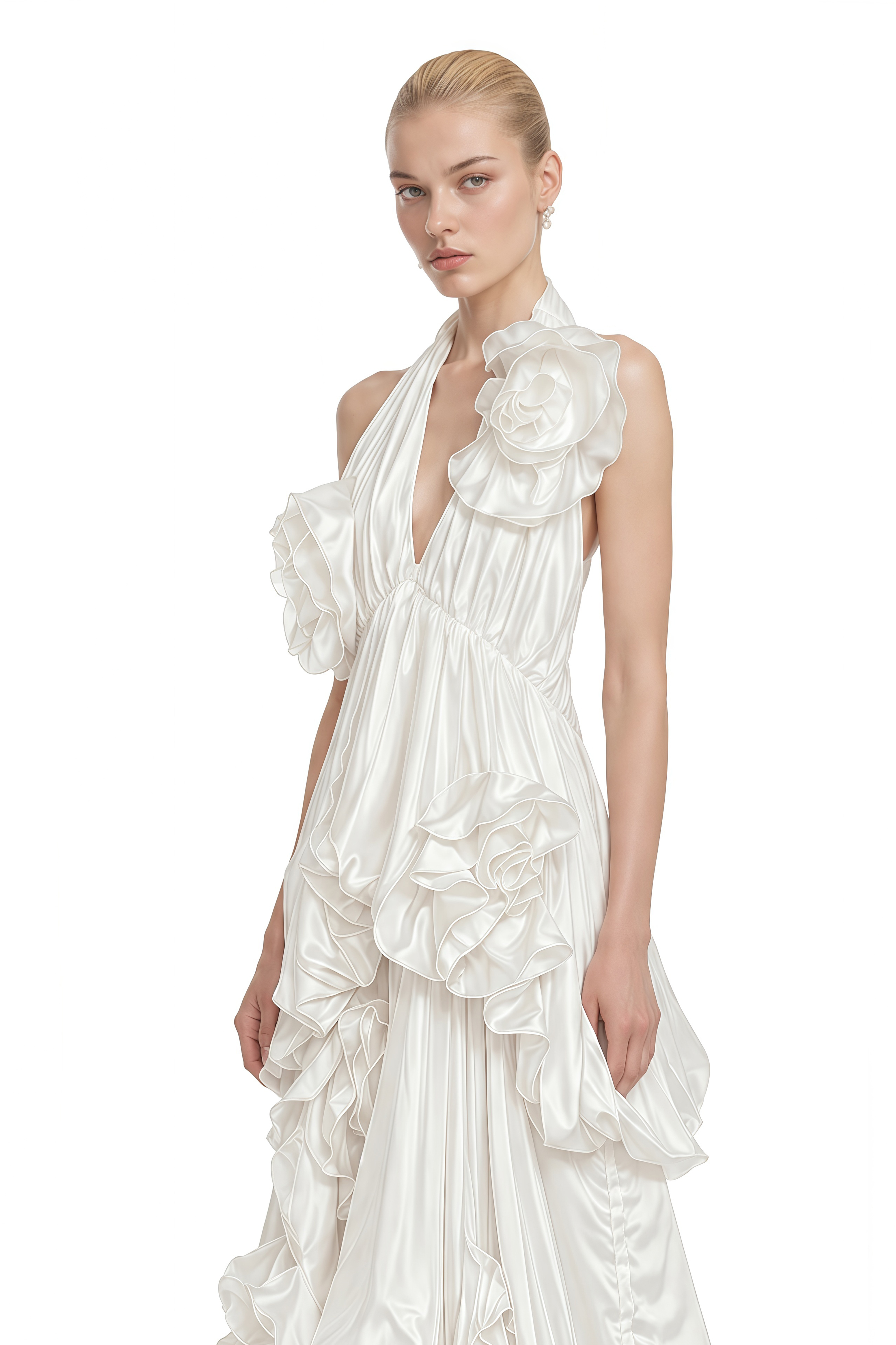 Victoria White Layered Draped Maxi Dress