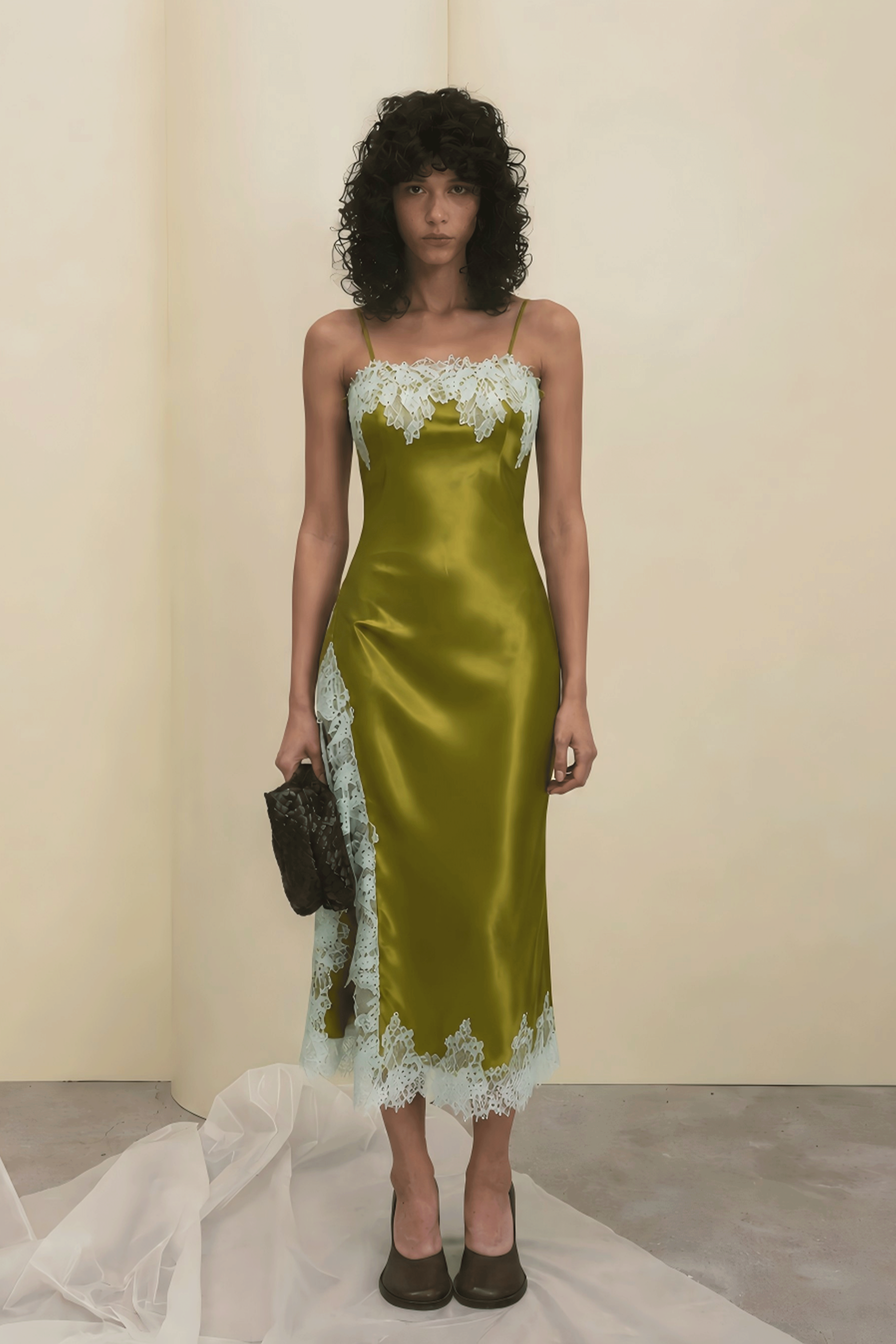 Celine Olive Green Sleeveless Lace Maxi Dress