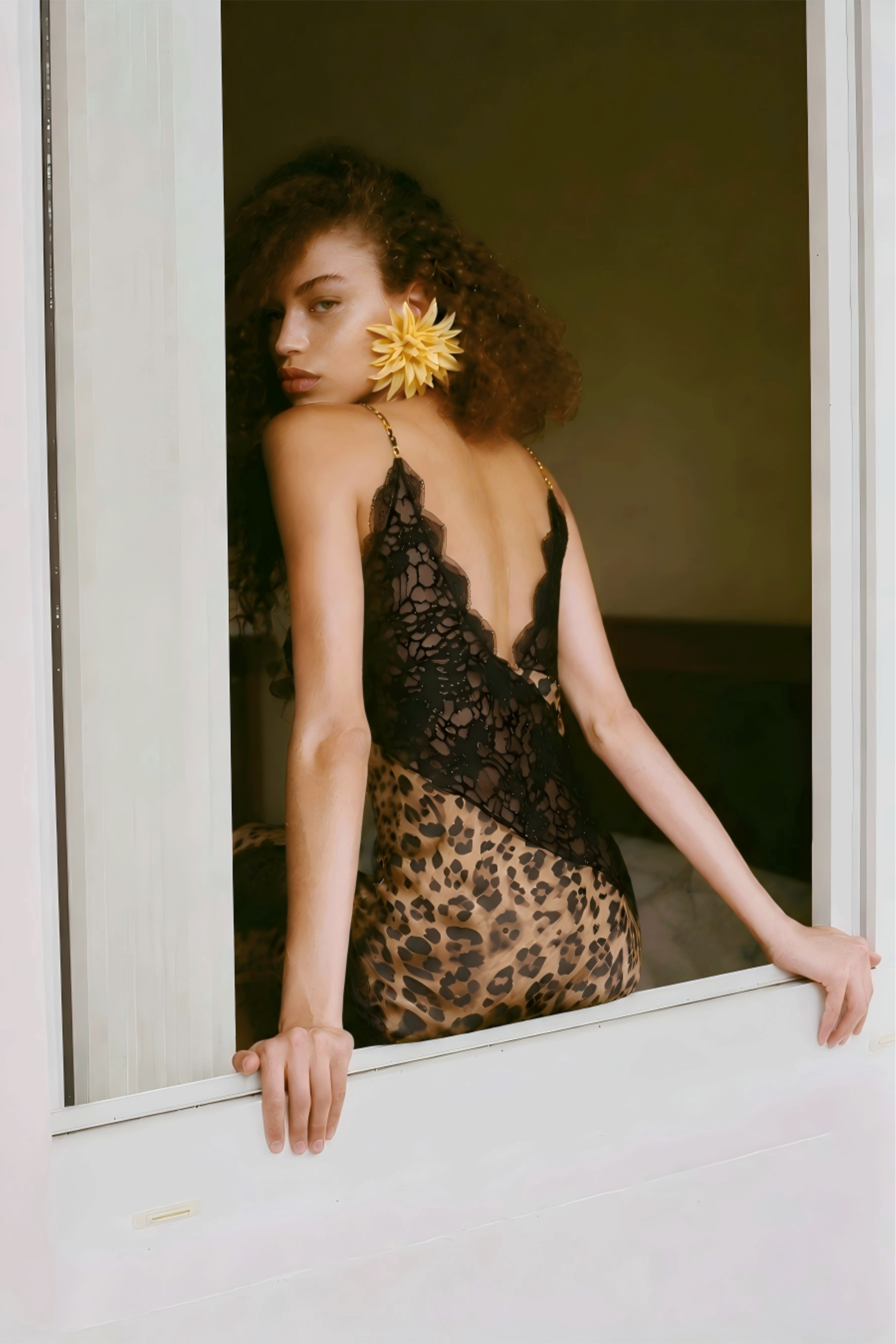 Edwina Color Block Leopard Lace Panelled Maxi Dress