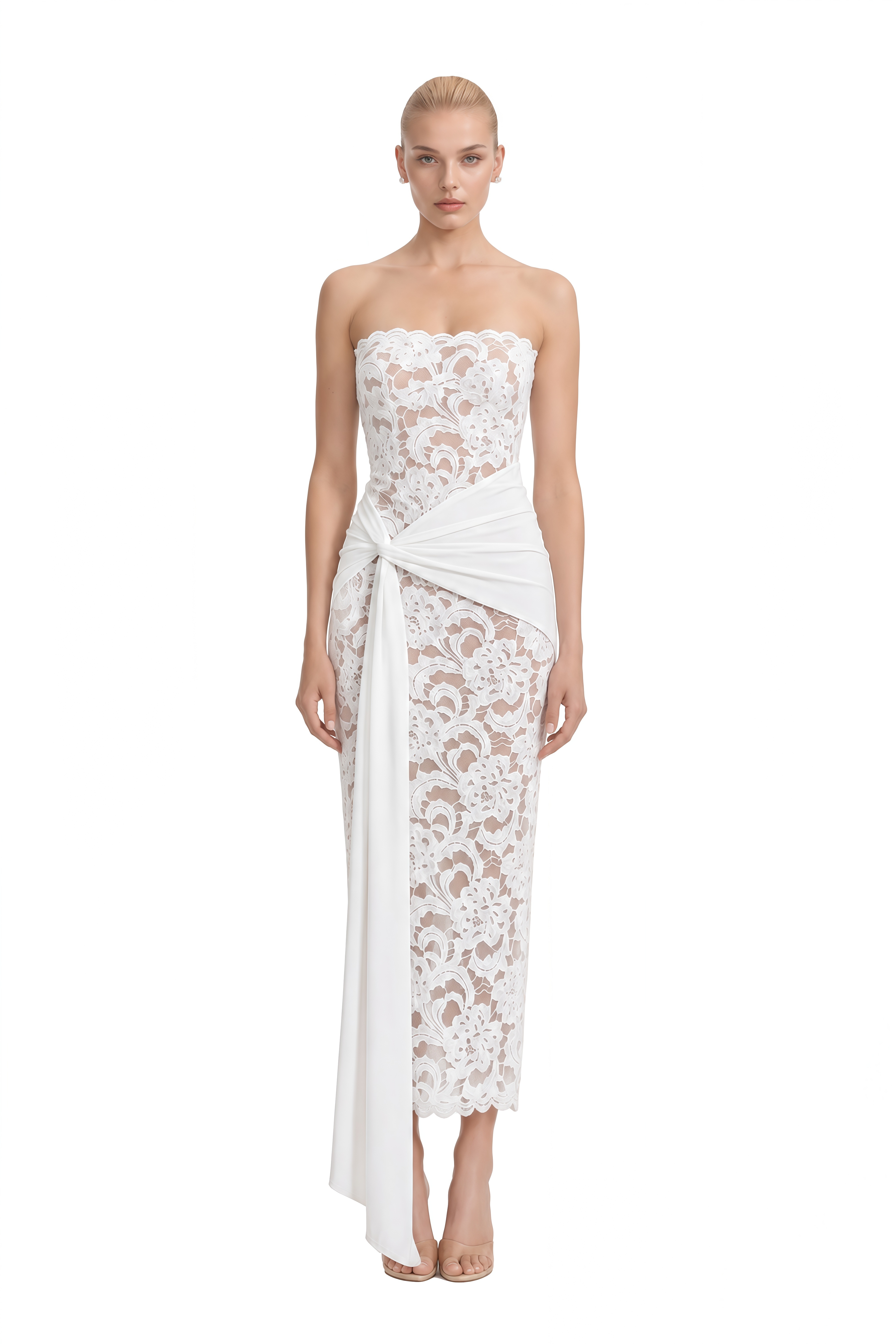 Celeste White Off Shoulder Floral Midi Dress