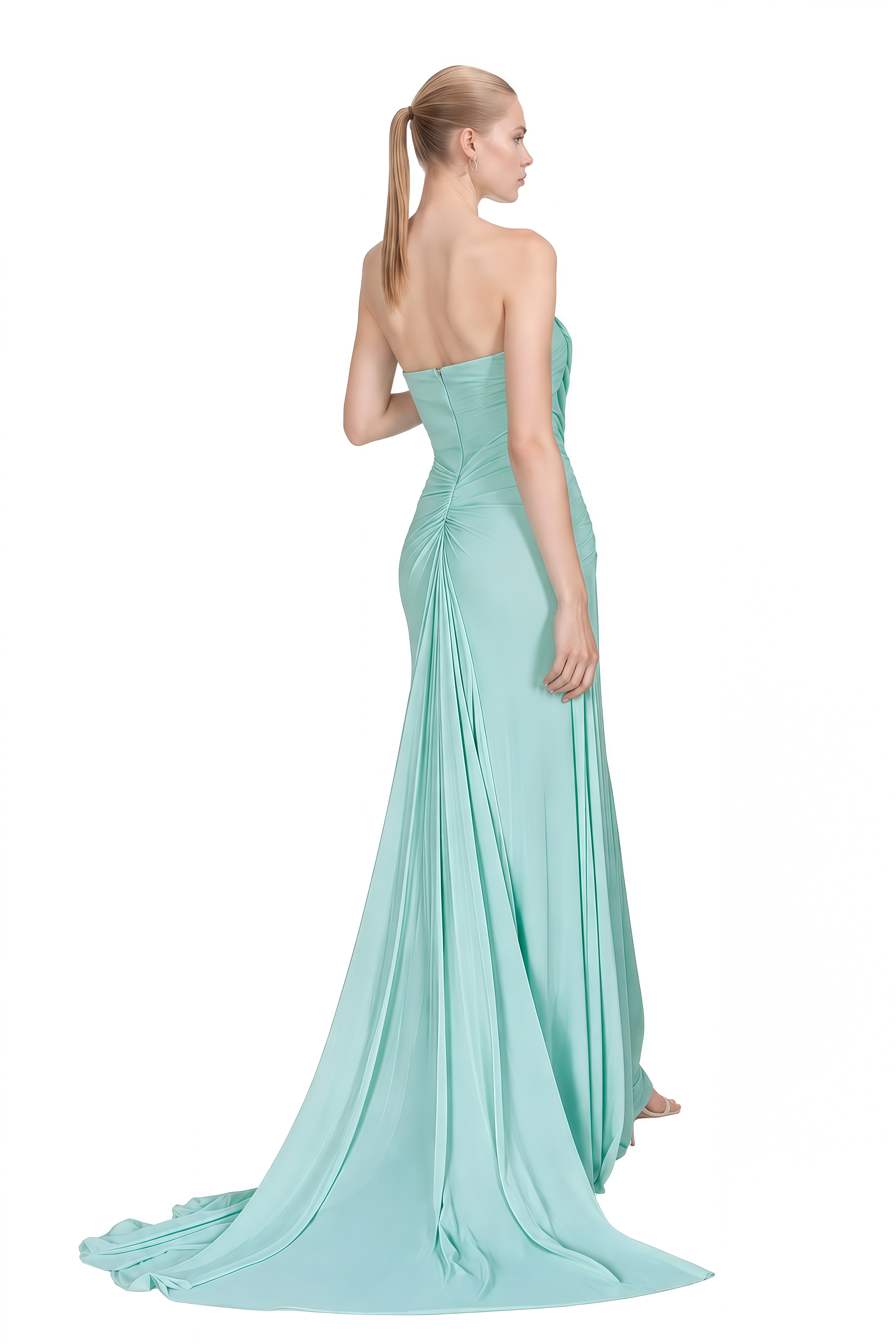 Belle Mint Green Strapless Shawl Maxi Dress