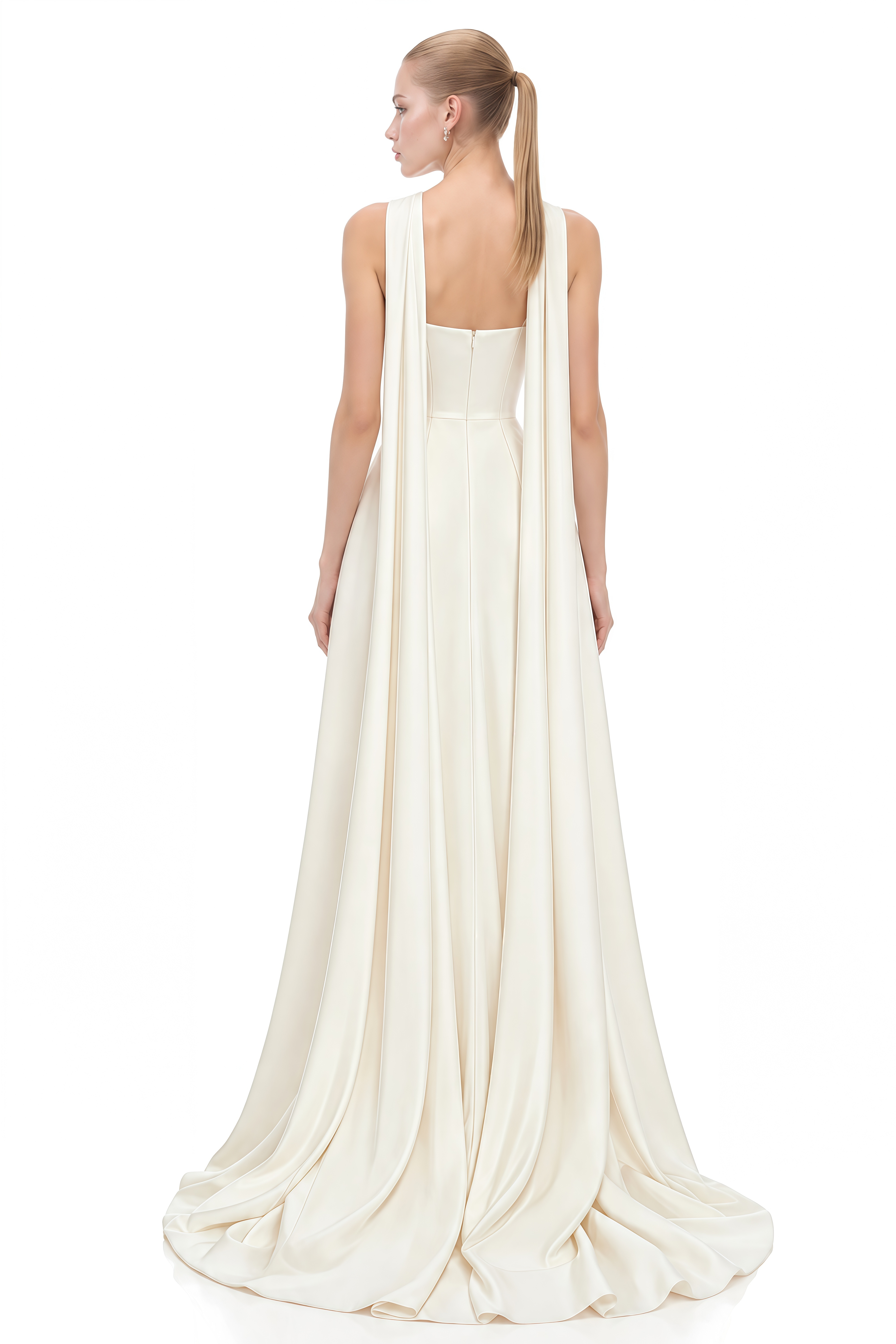 Rosamund Ivory Strapless Ruched Maxi Dress
