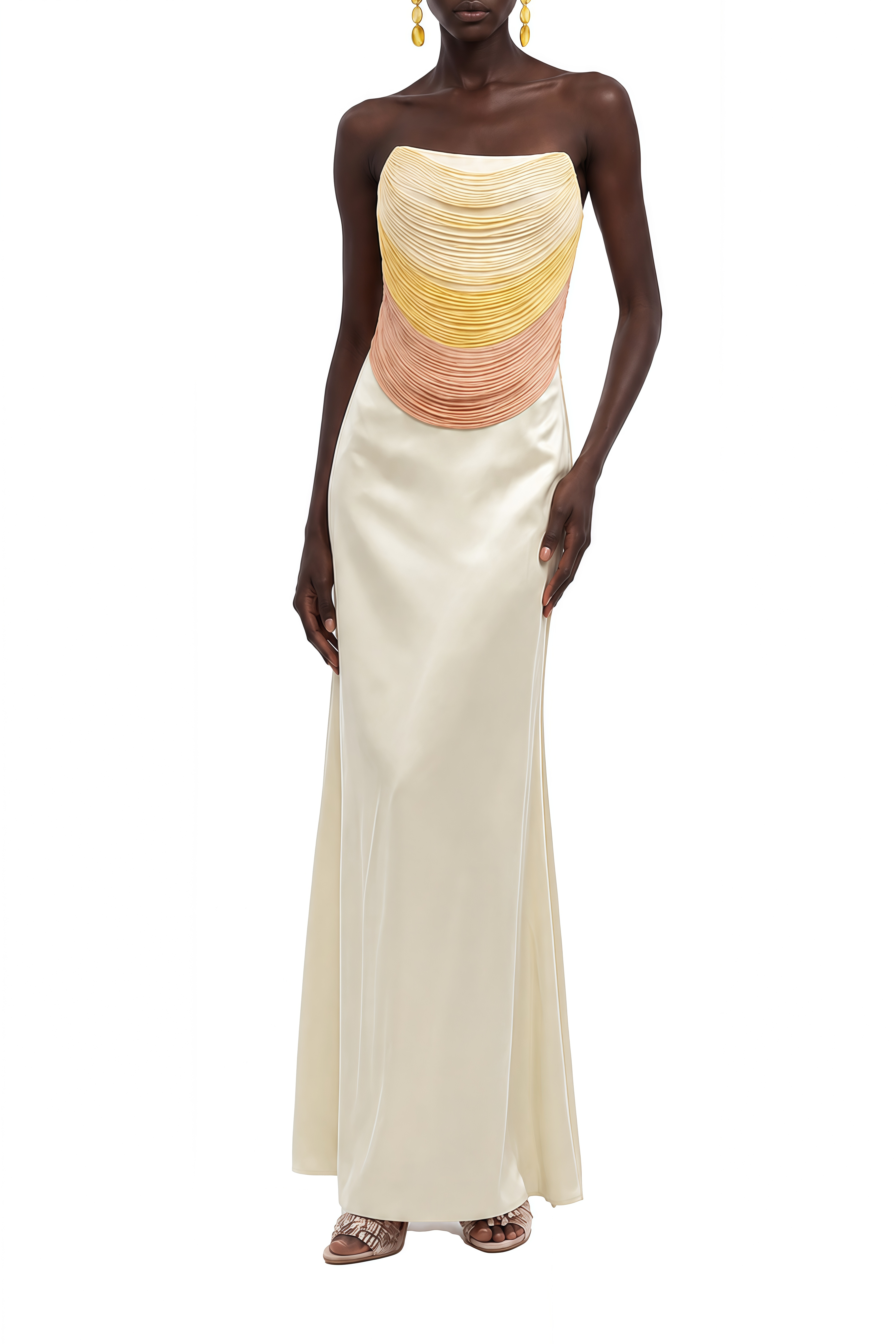Stella Yellow Draped Fringe Top & Skirt Set