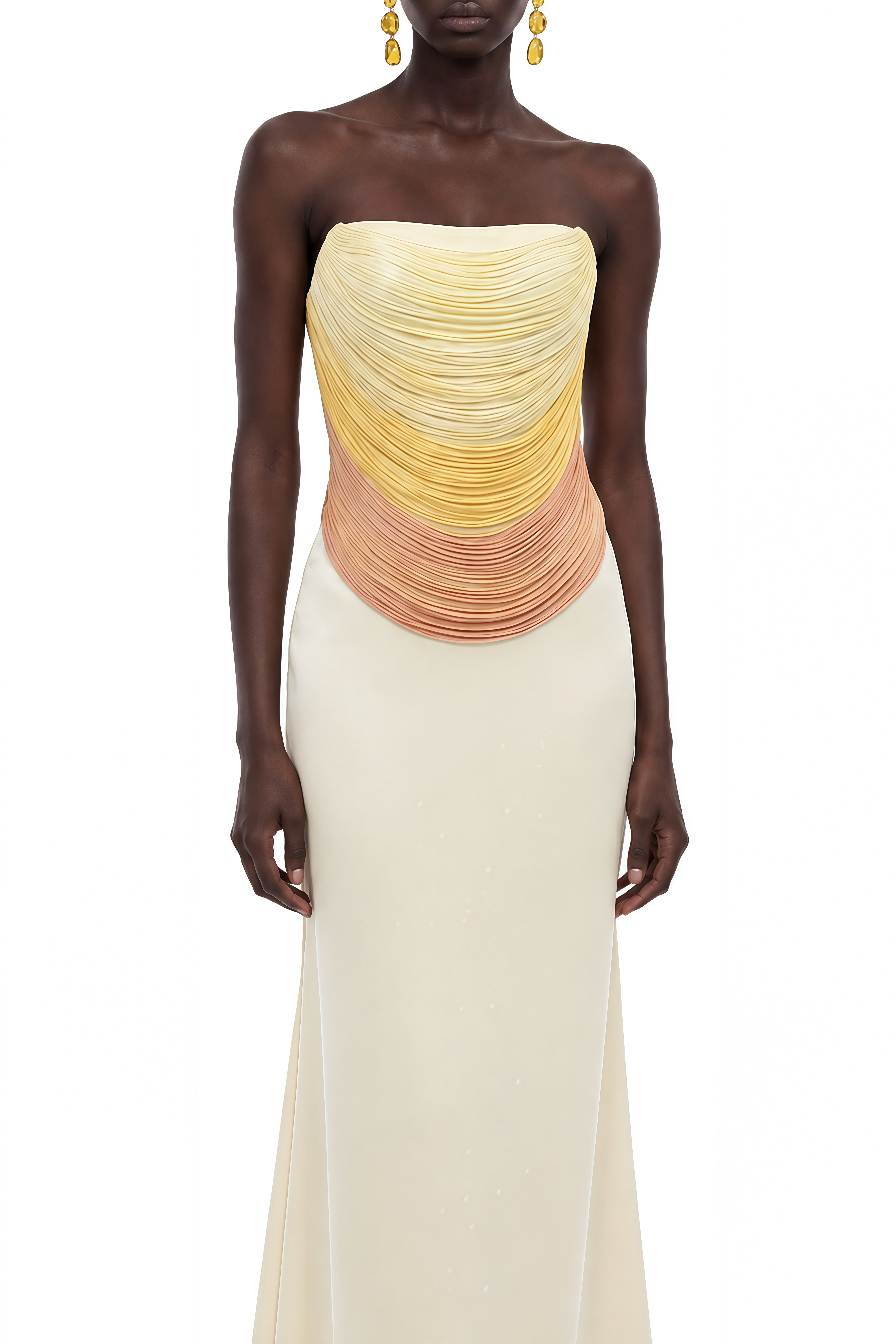Stella Yellow Draped Fringe Top & Skirt Set