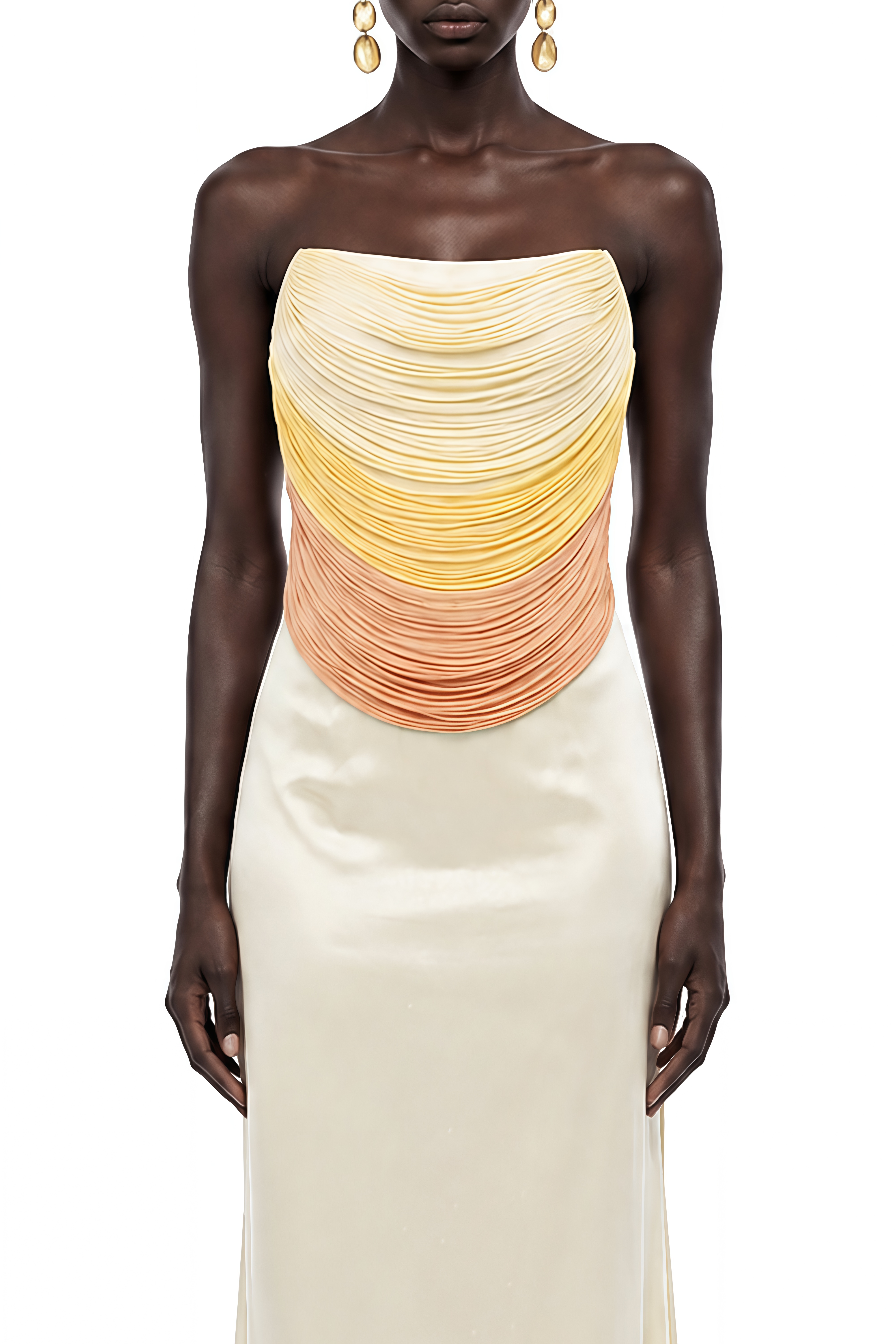 Stella Yellow Draped Fringe Top & Skirt Set