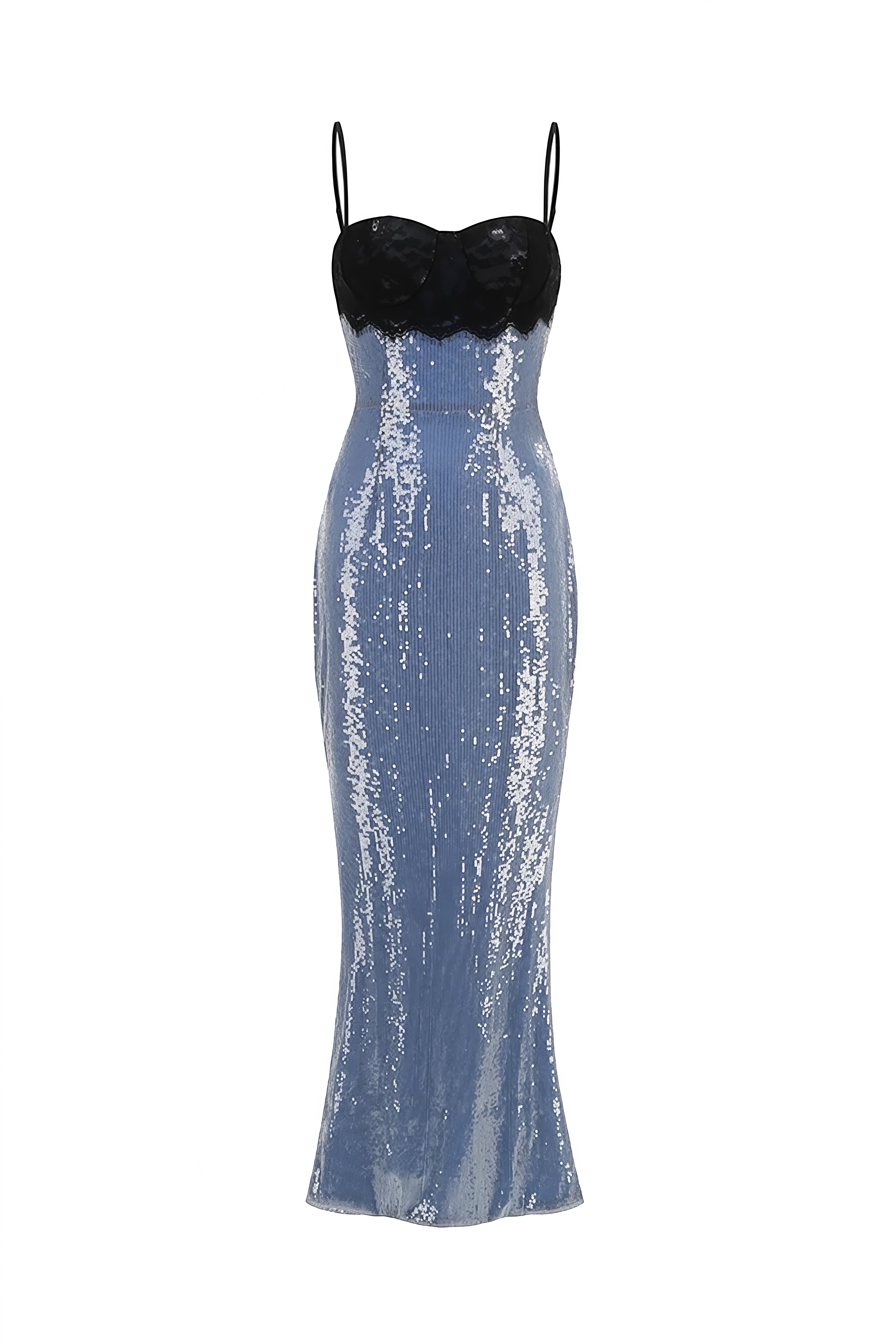 Isadora Blue Open Back Sequin Maxi Dress