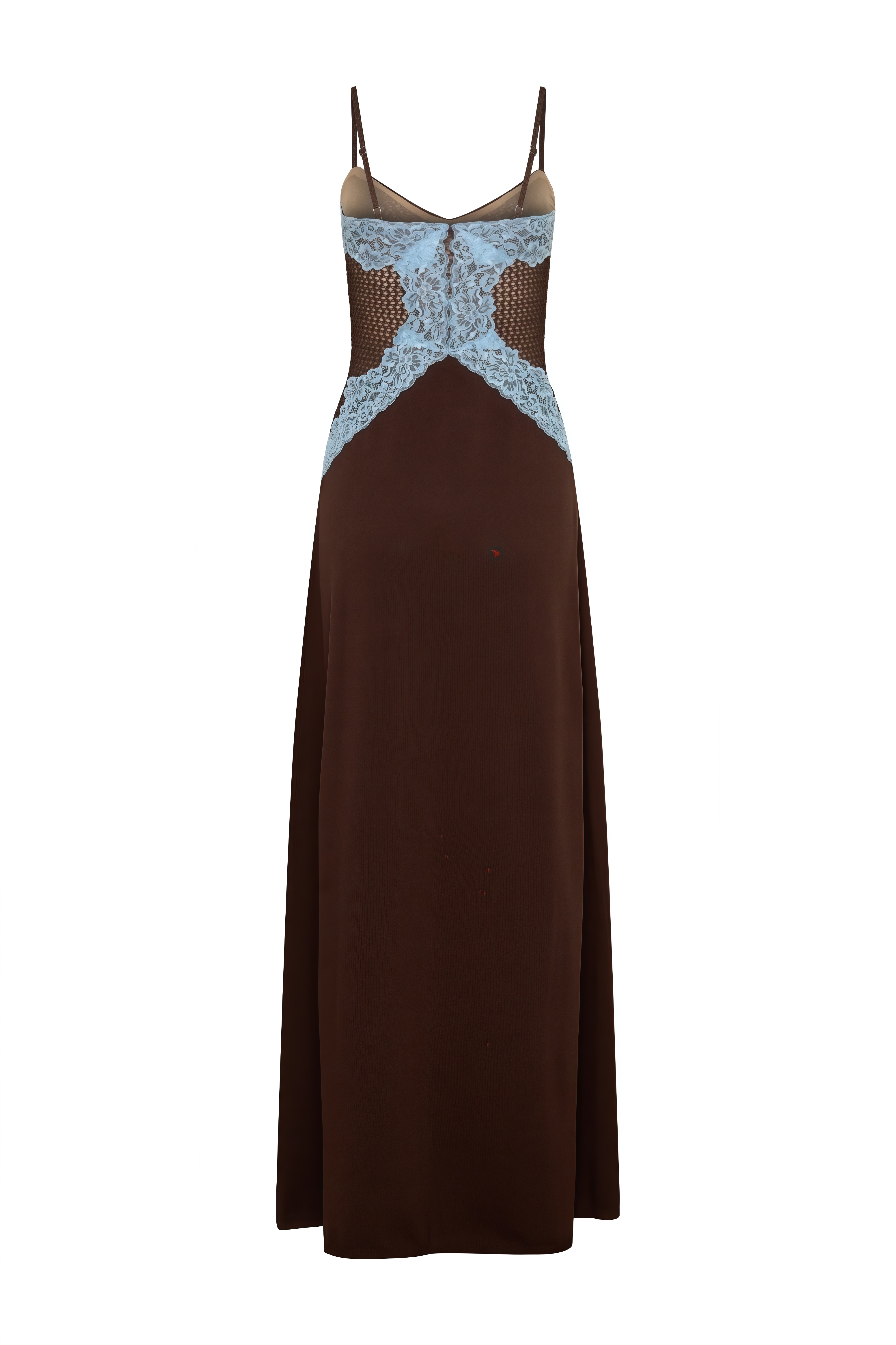 Rosalie Brown Sweetheart Neck Lace Maxi Dress