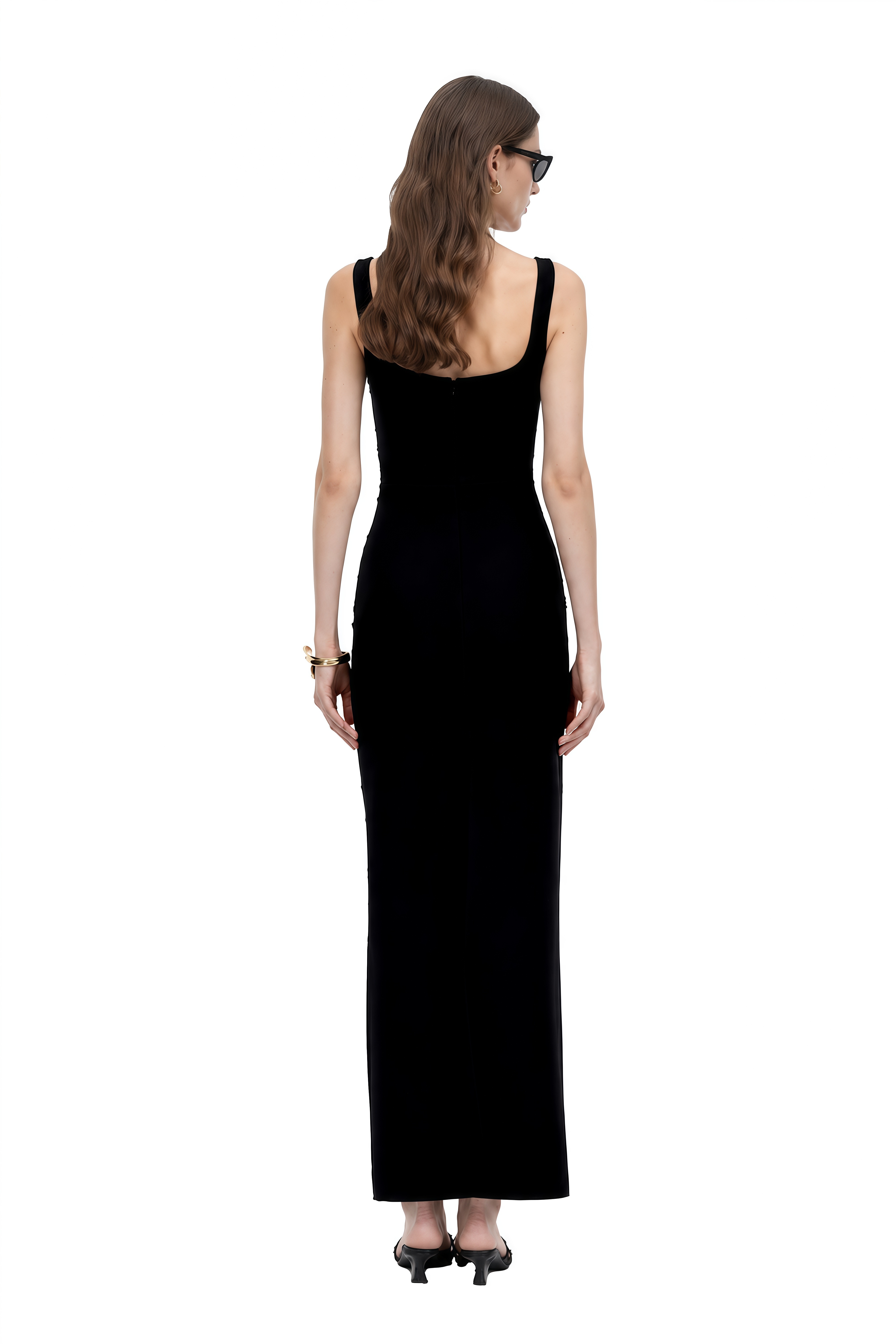 Elara Black Cut-Out Sequin Maxi Dress