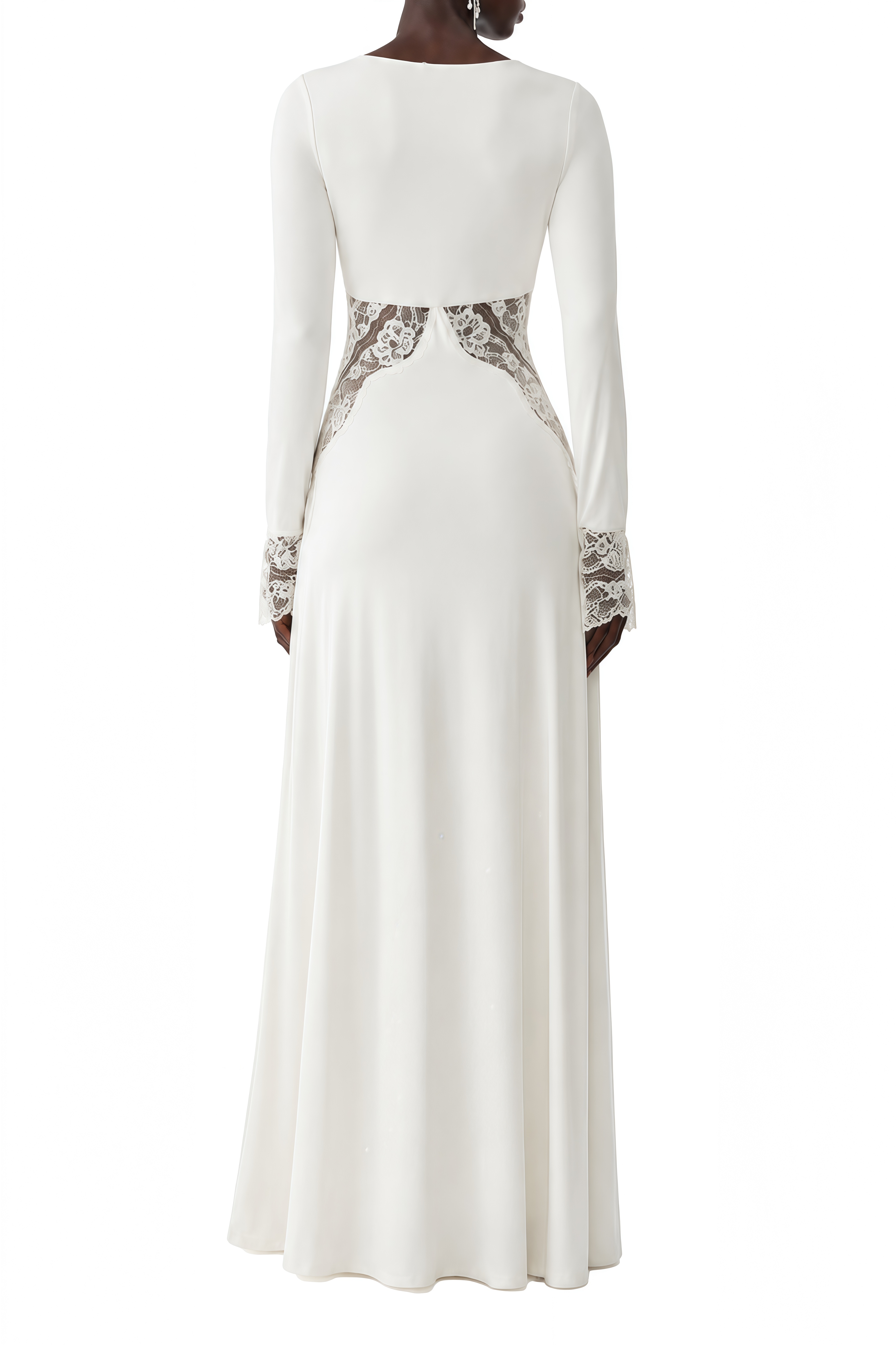 Aurora Ivory Long Sleeves Lace Maxi Dress