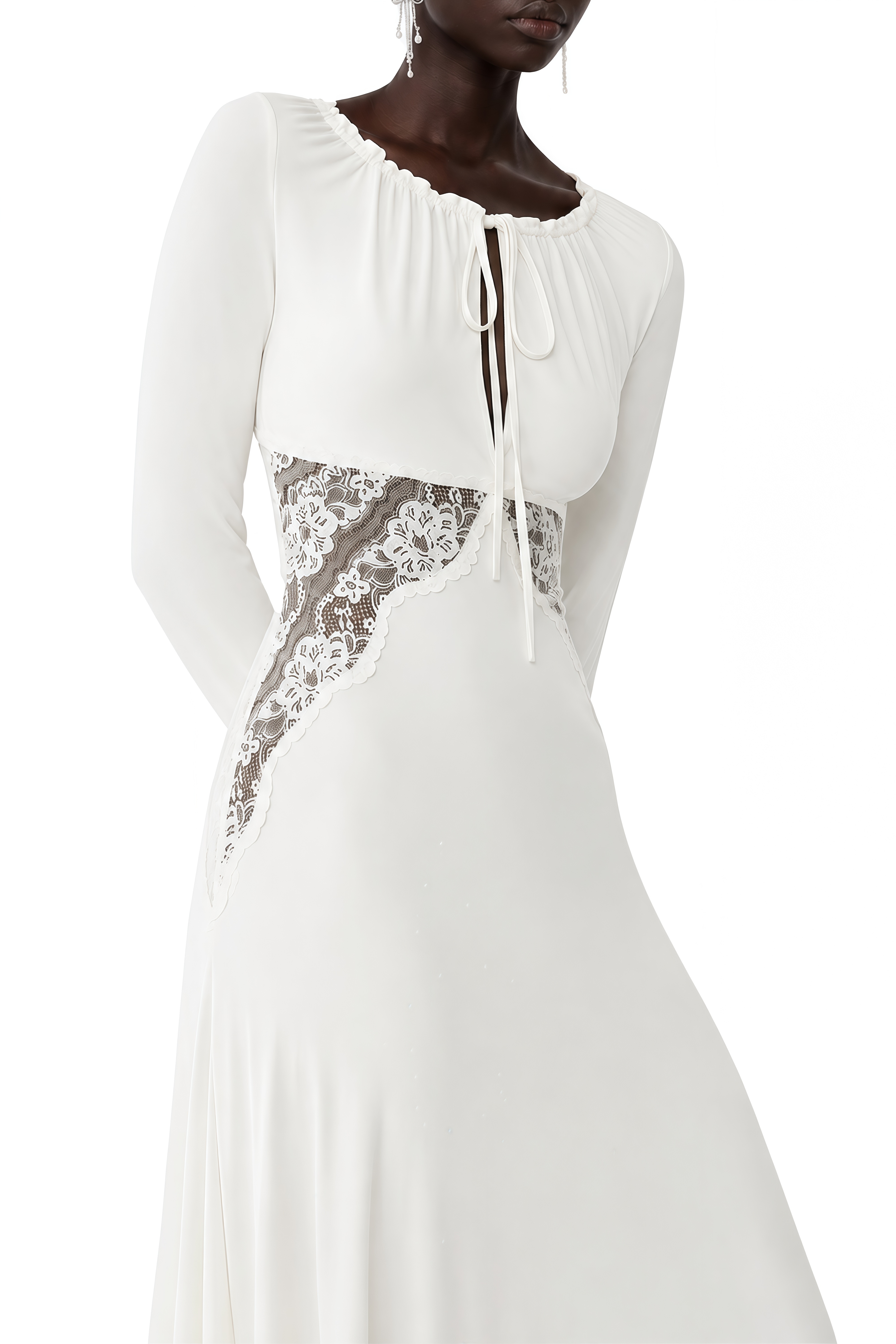 Aurora Ivory Long Sleeves Lace Maxi Dress