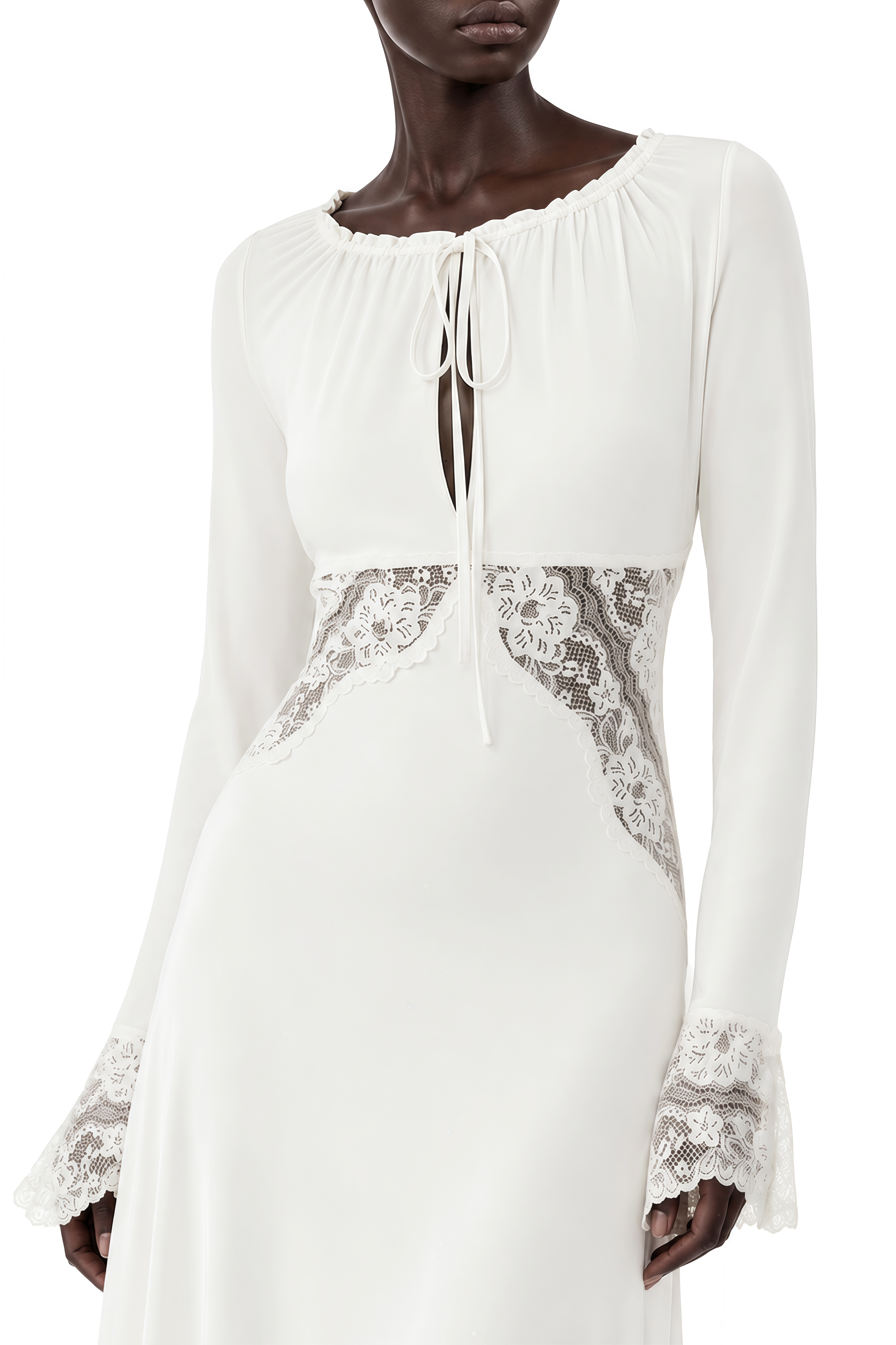 Aurora Ivory Long Sleeves Lace Maxi Dress
