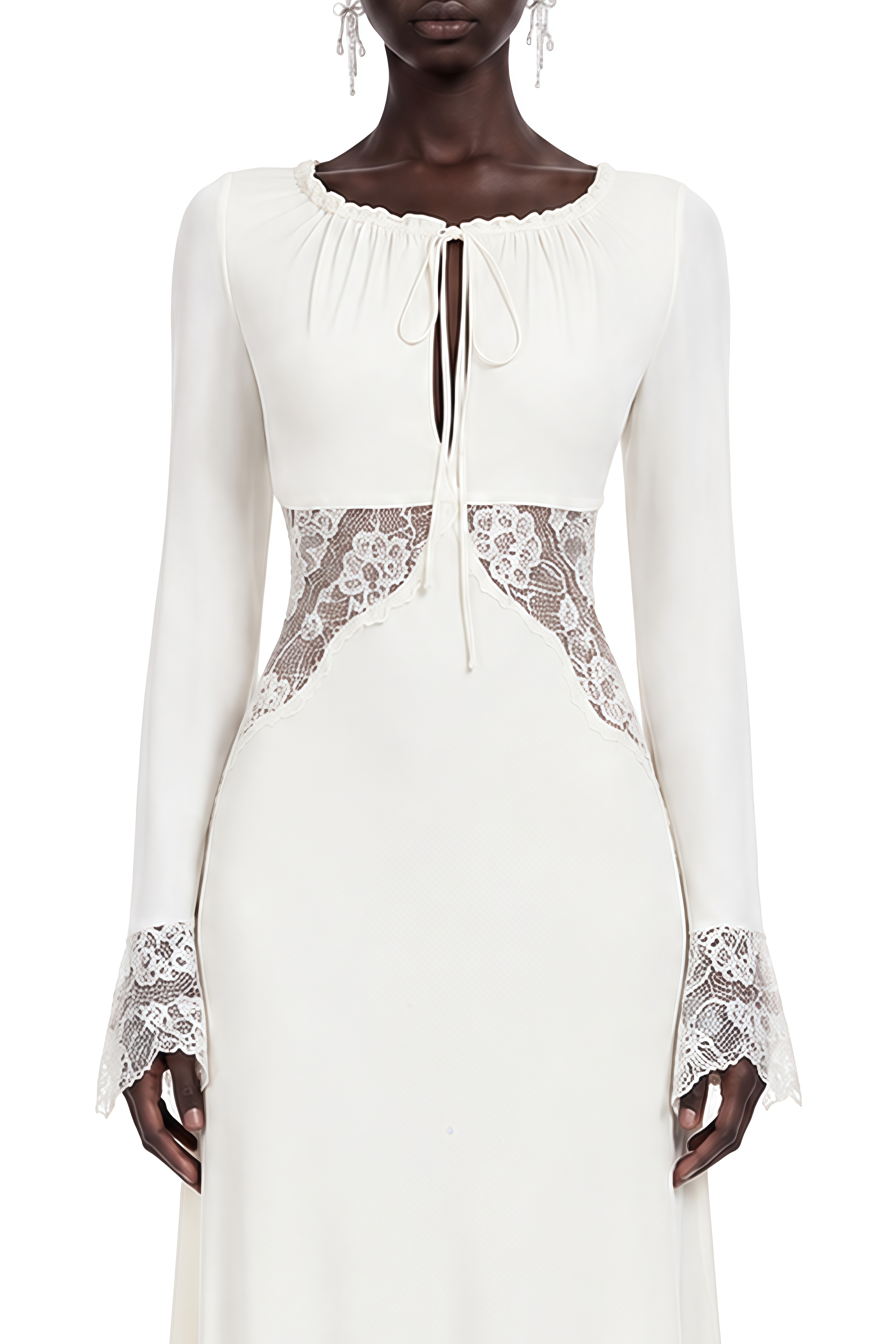 Aurora Ivory Long Sleeves Lace Maxi Dress