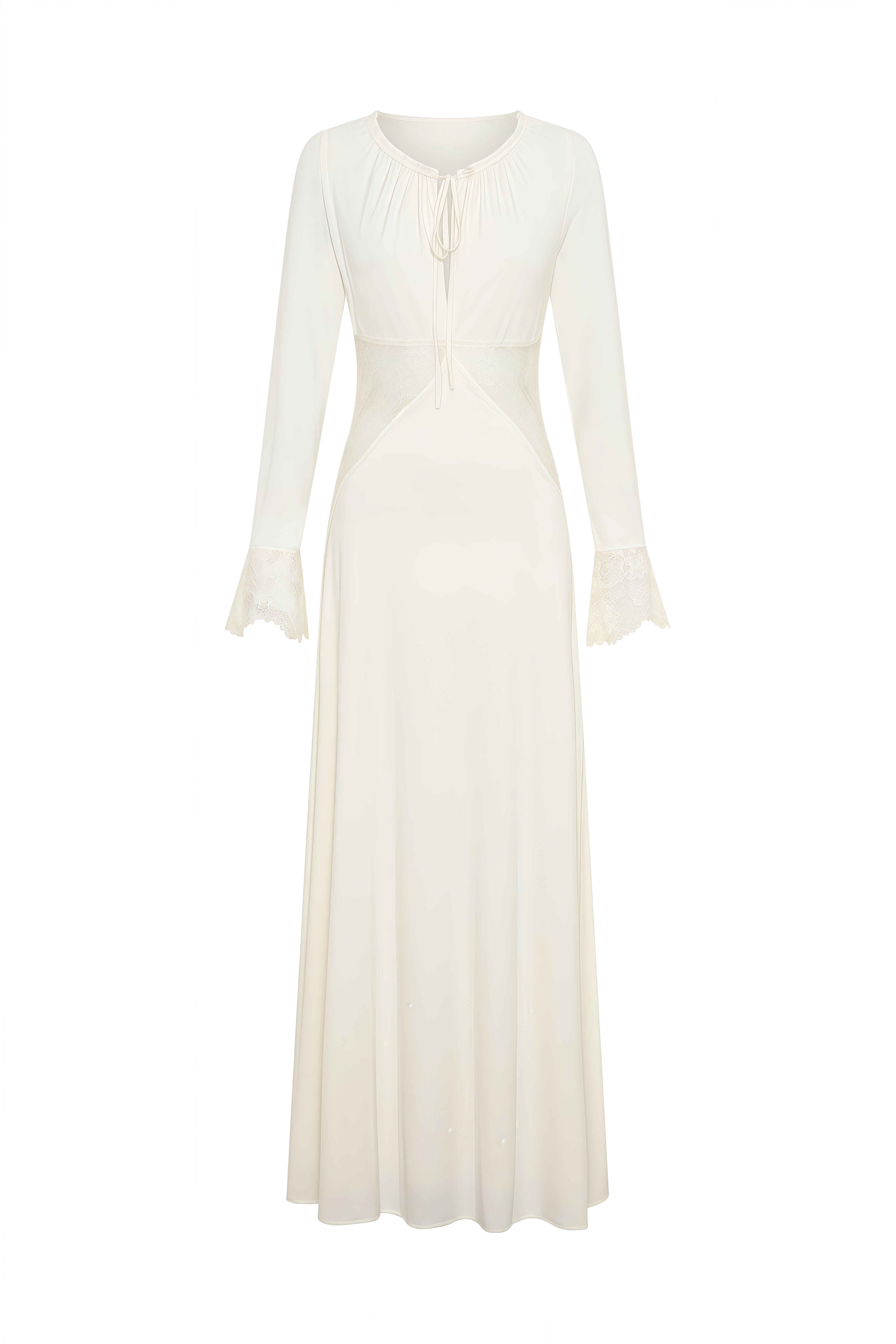Aurora Ivory Long Sleeves Lace Maxi Dress