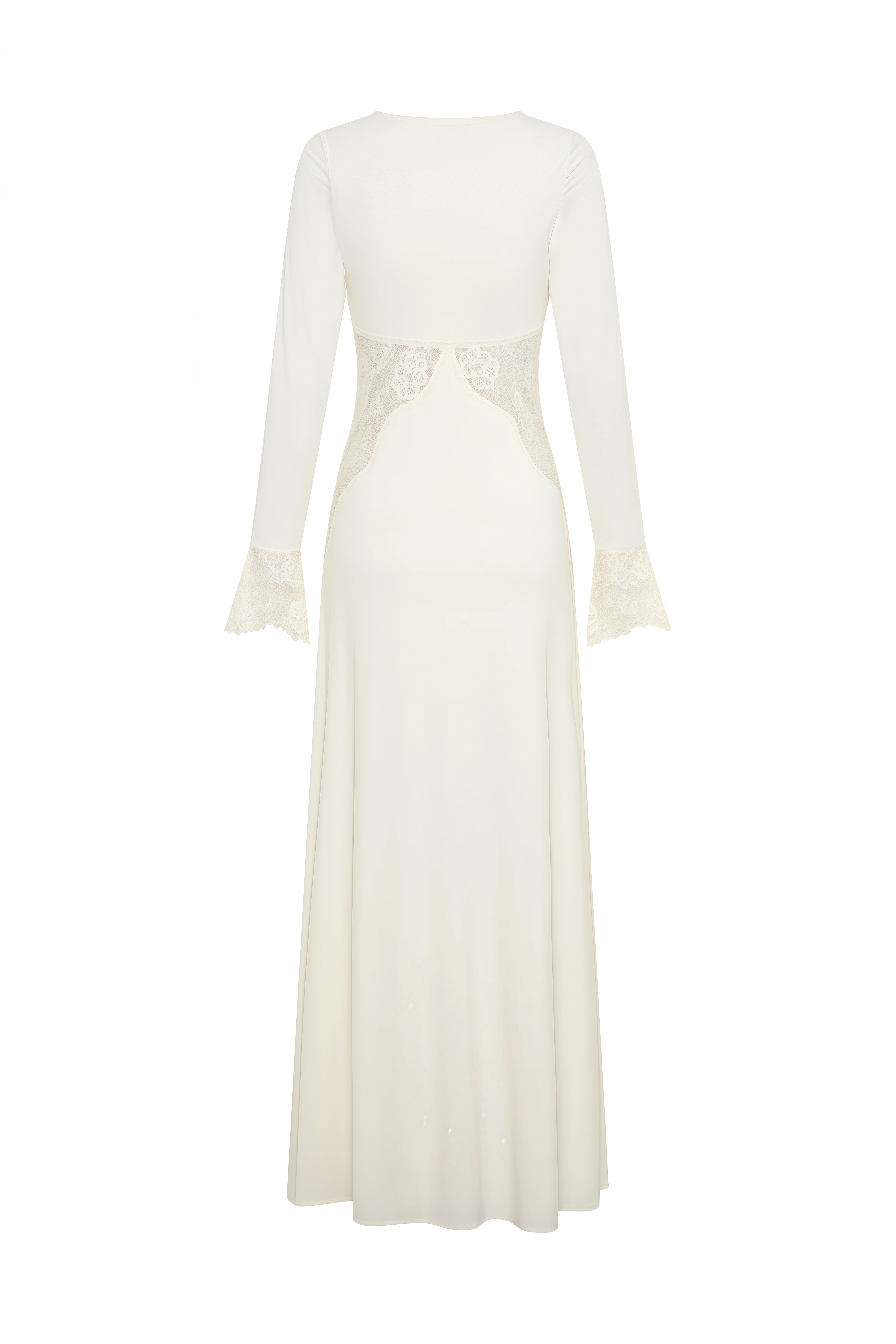 Aurora Ivory Long Sleeves Lace Maxi Dress