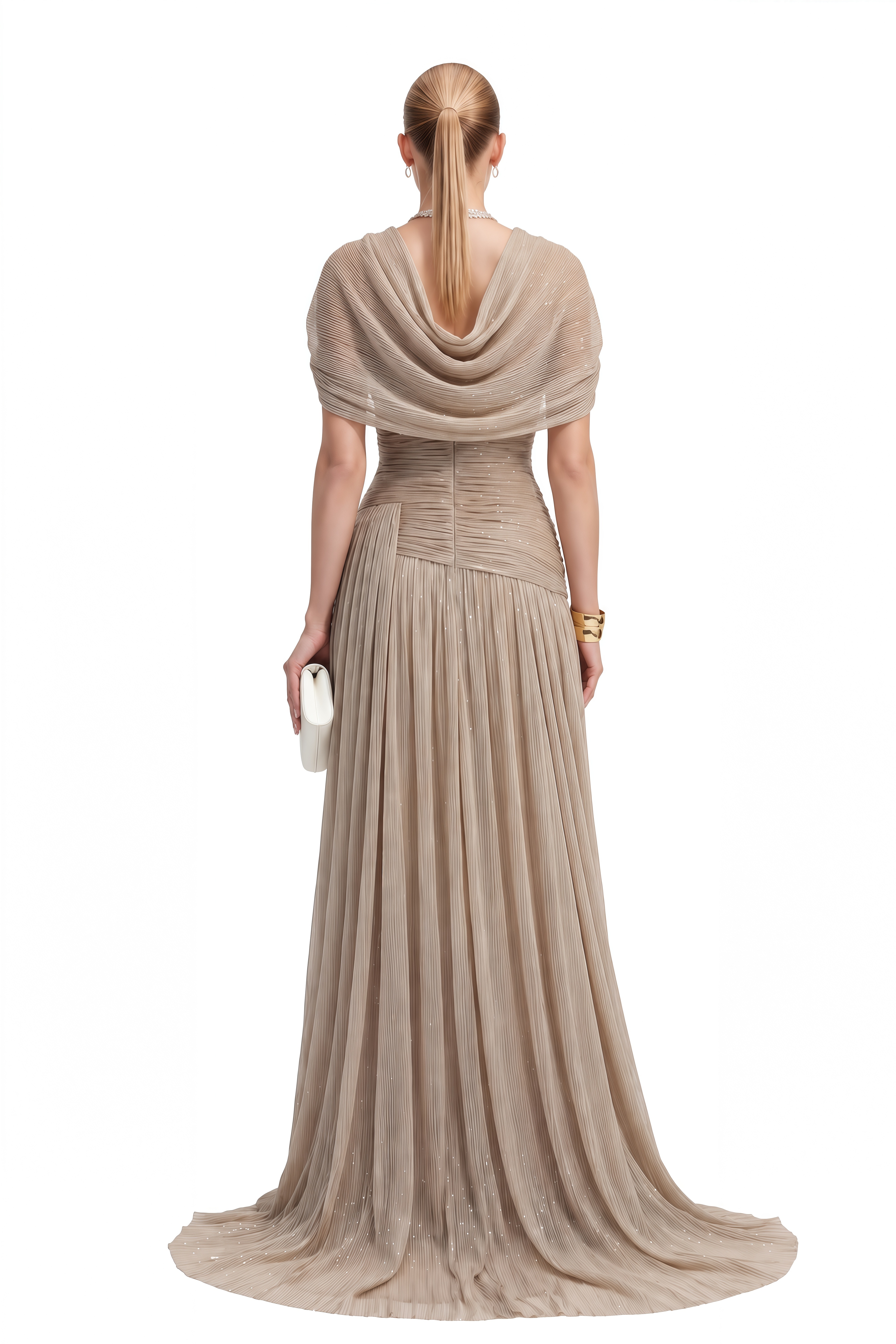 Linnea Khaki Strapless Ruched Maxi Dress
